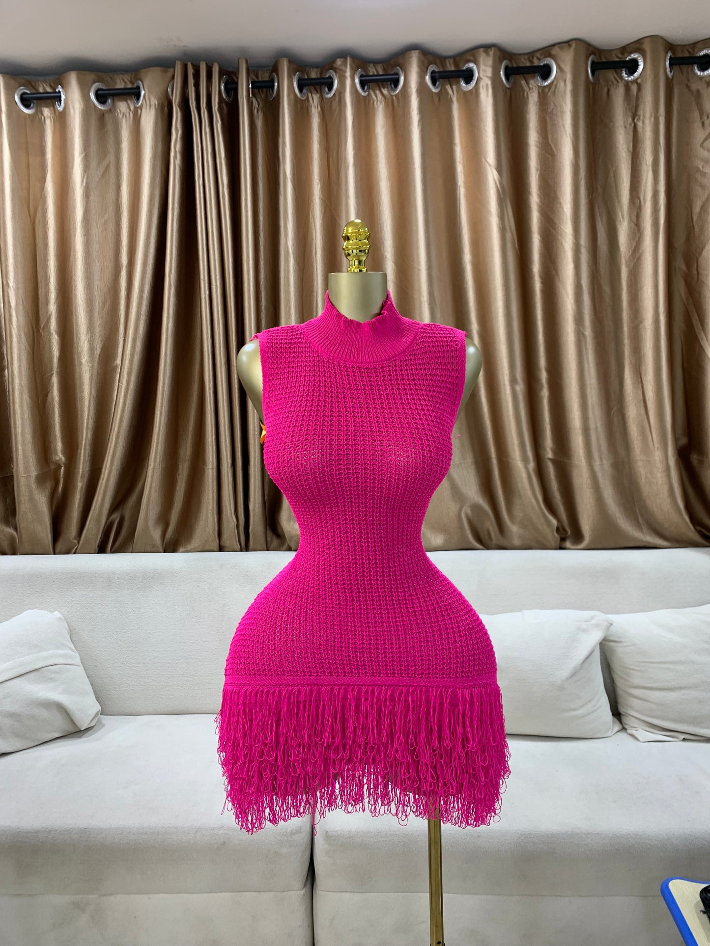 Knitted tassel dress MID123