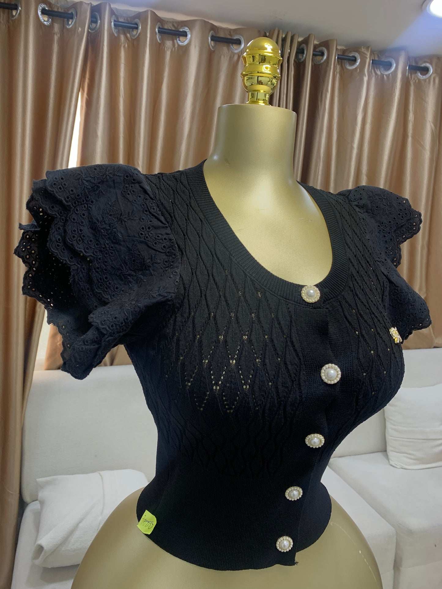 Lace sleeve bow top MID126