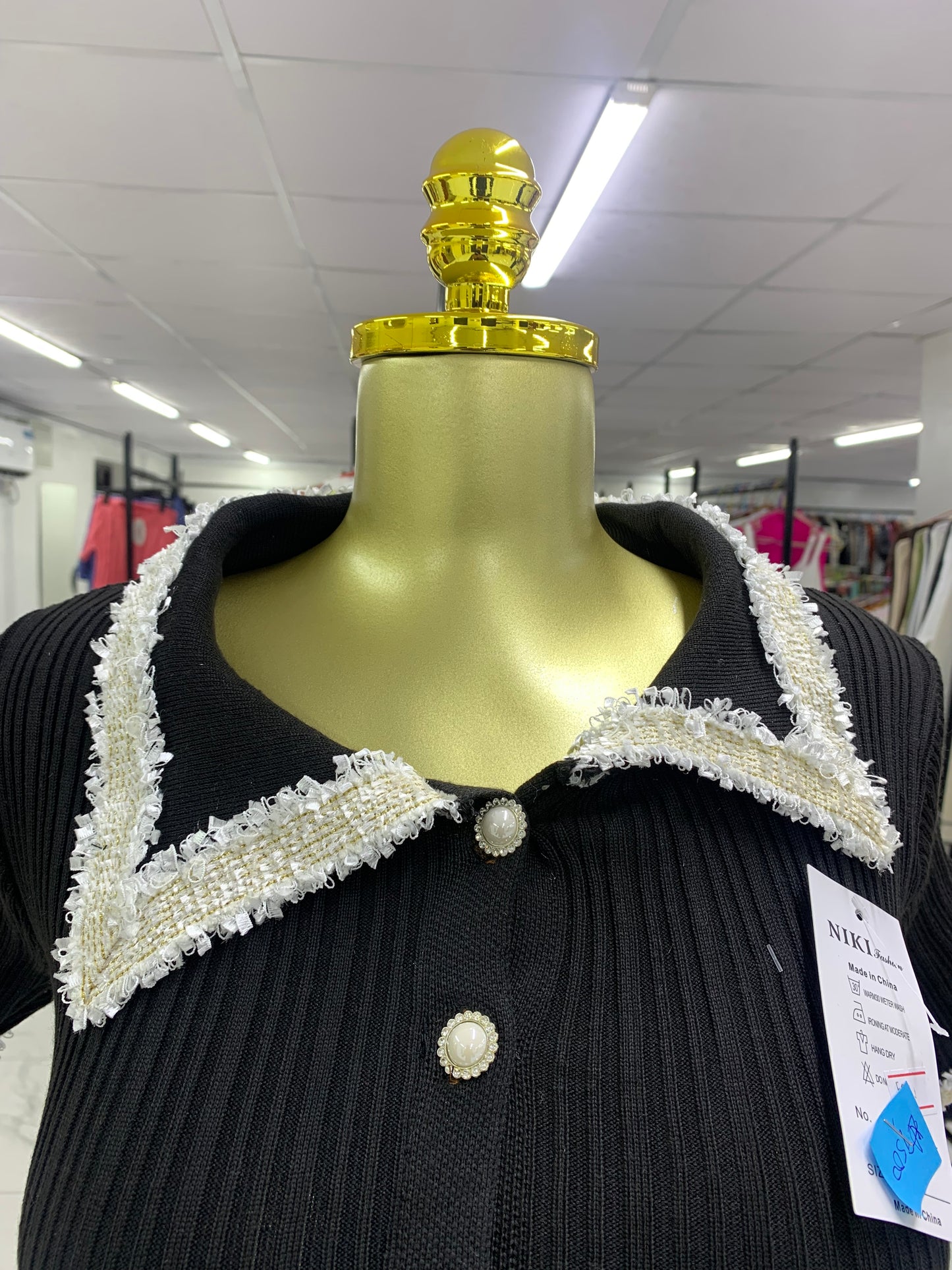 Tweed neck dress