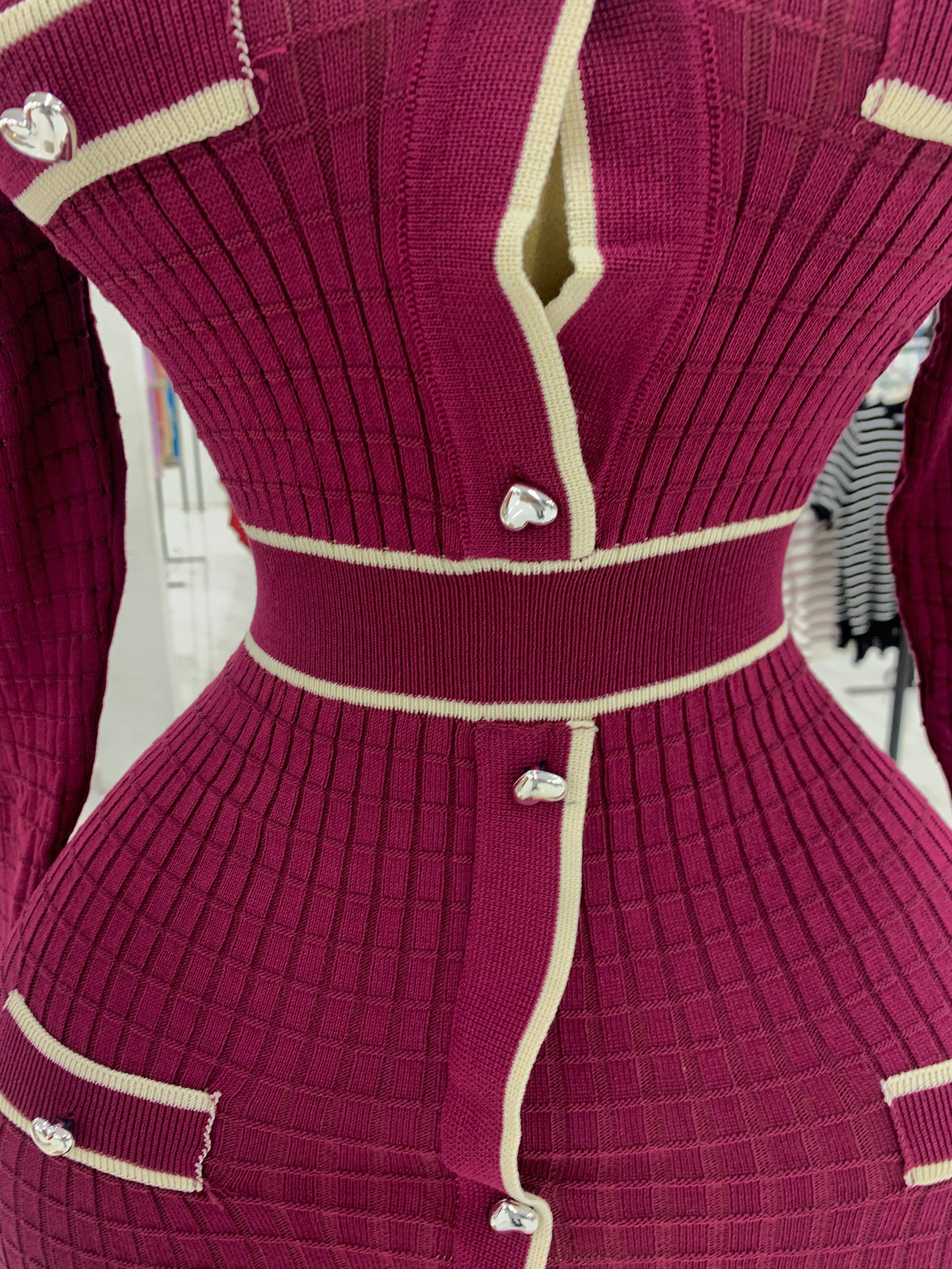 Wine button maxi gown