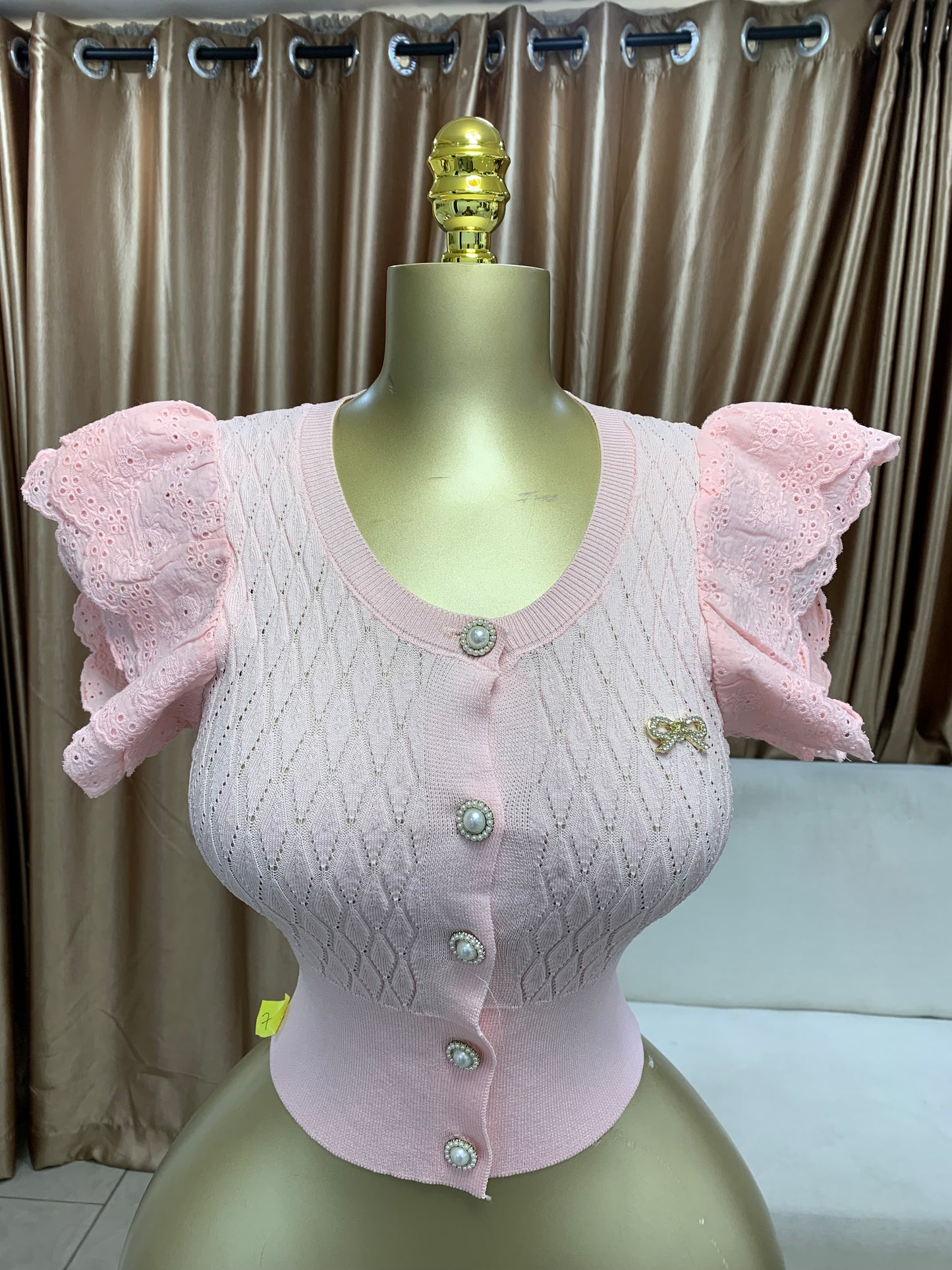 Lace sleeve bow top MID126