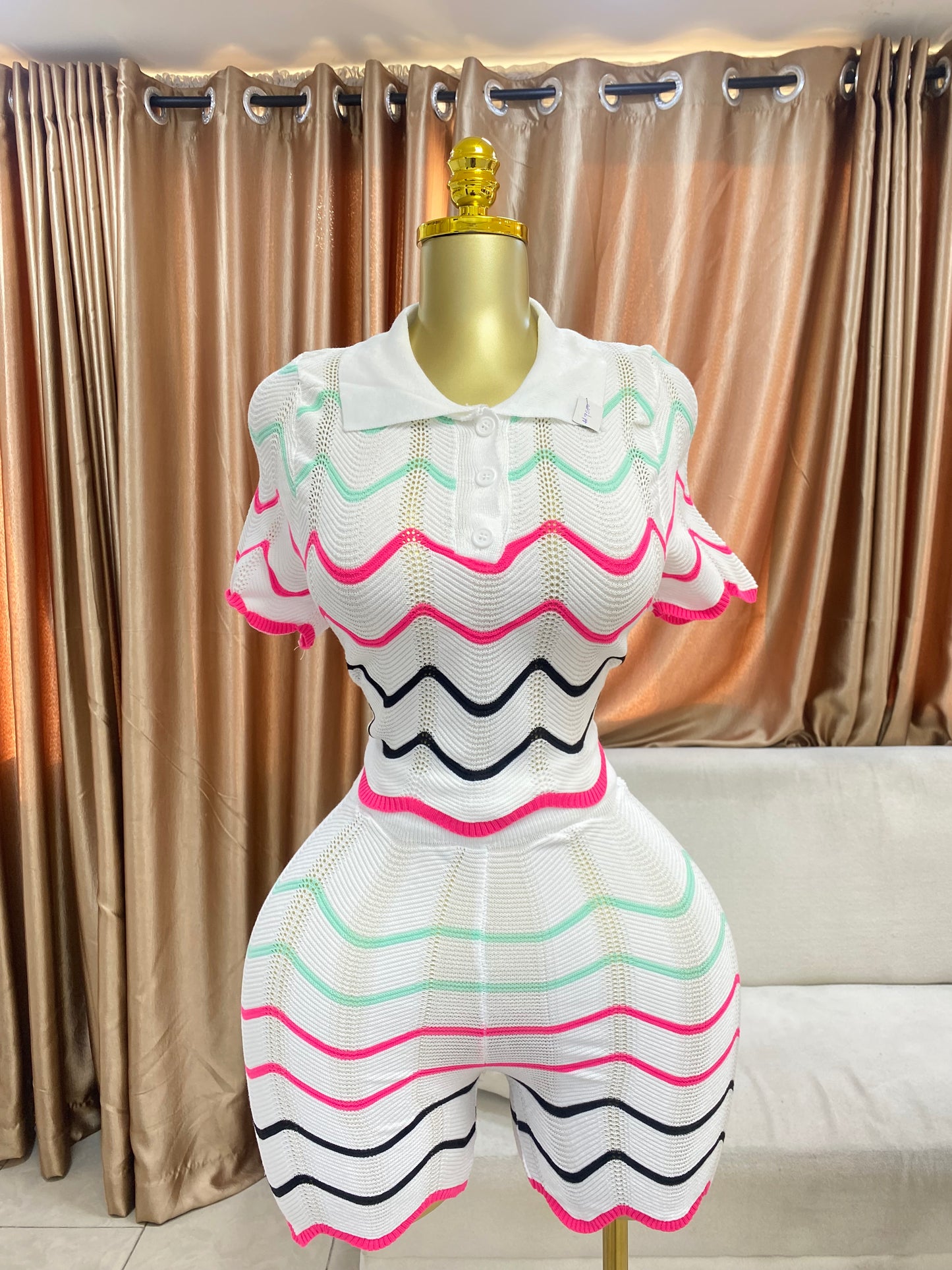 Knitted curve edge two piece MID988