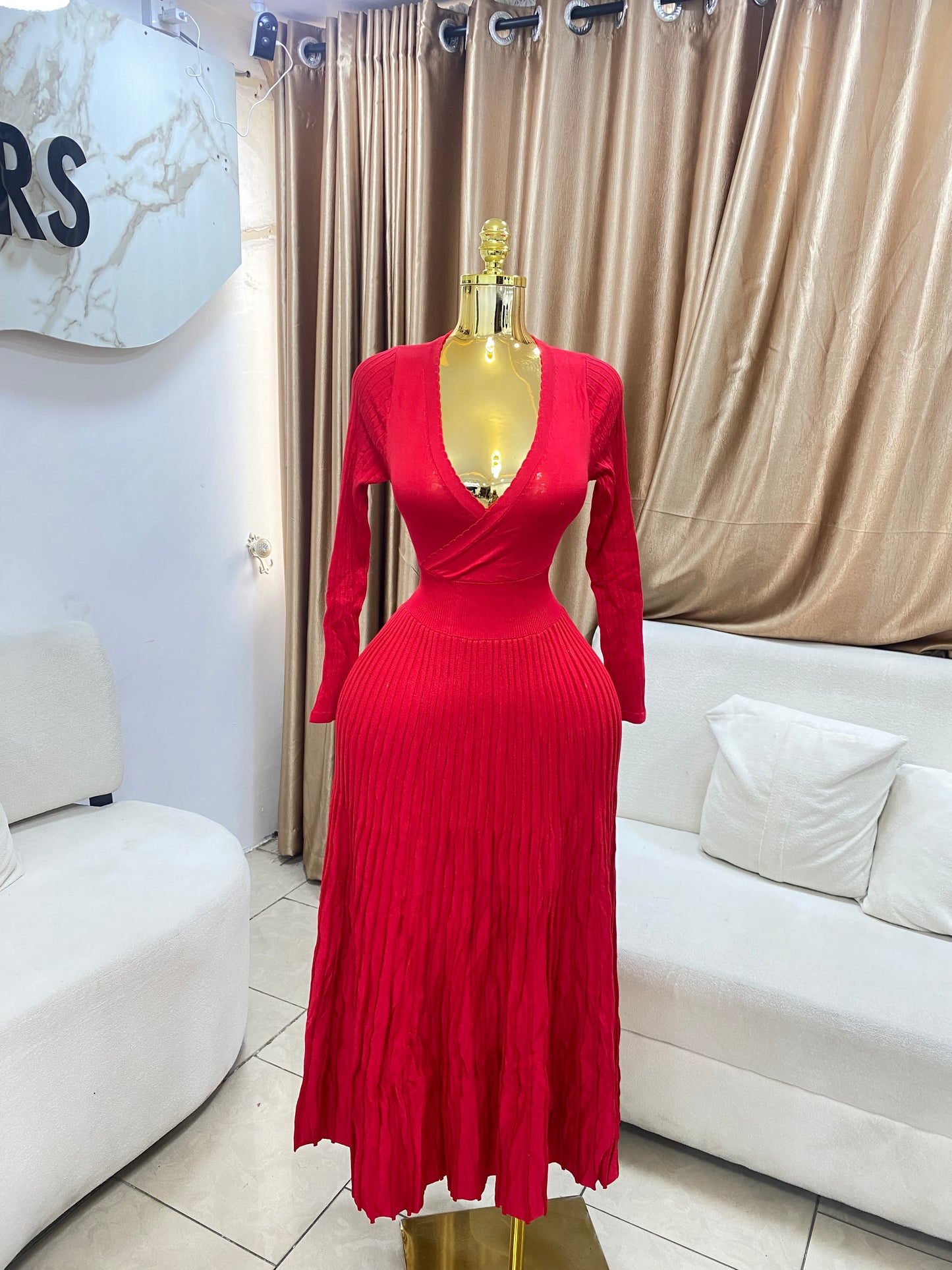 Belt flare dress