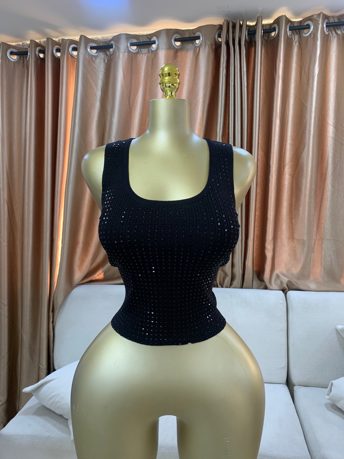 Stoned sleeveless top MID131