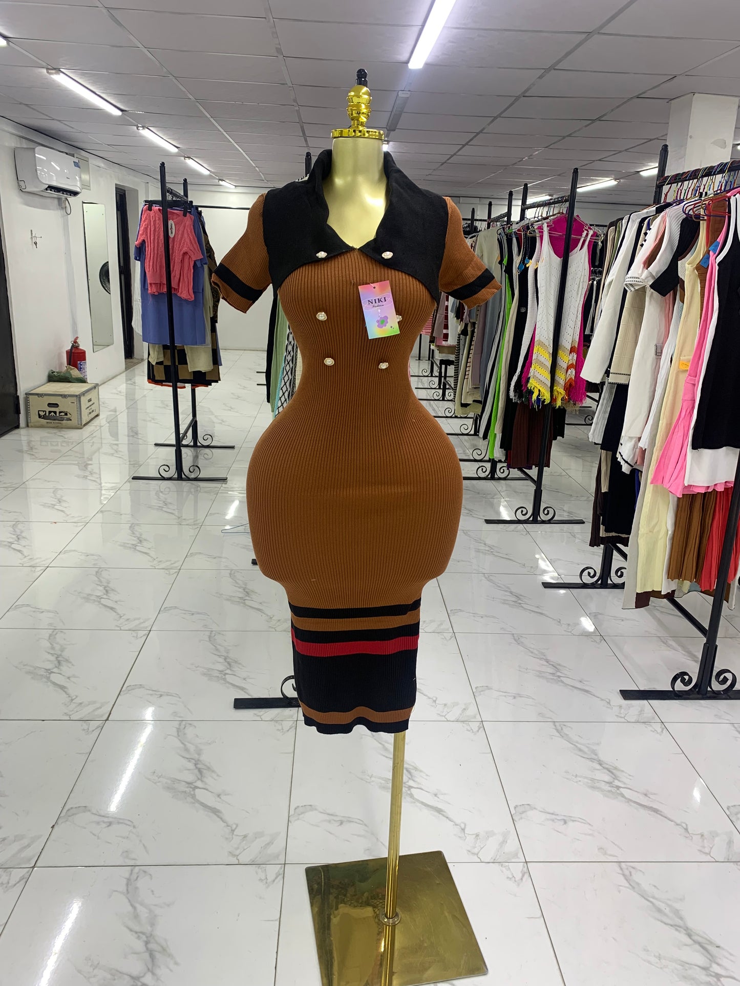 Double breasted brown gown