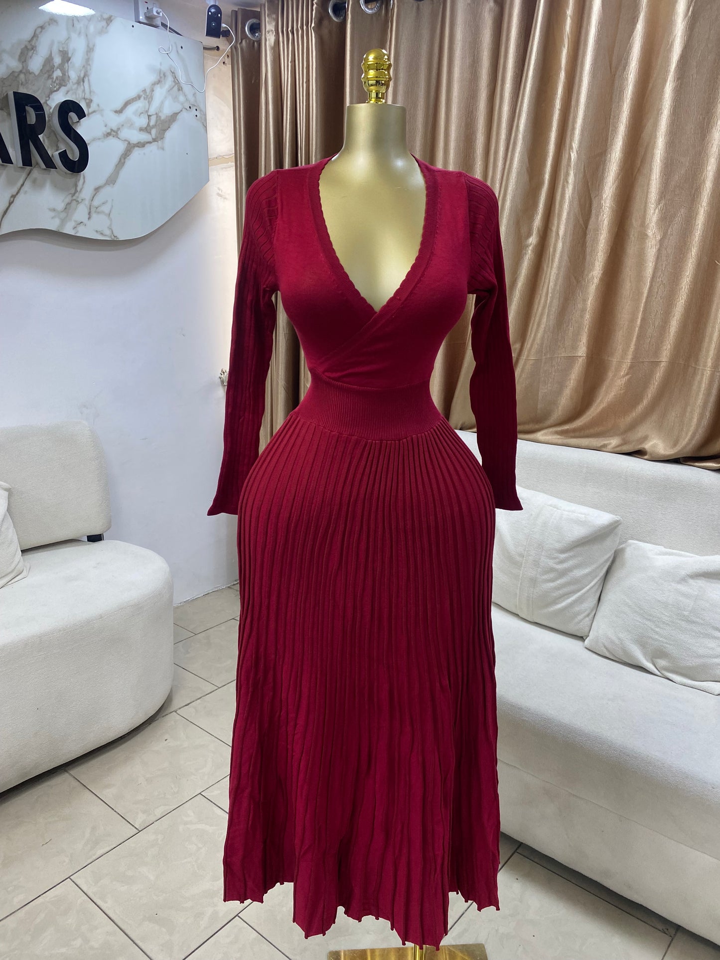 Belt flare dress