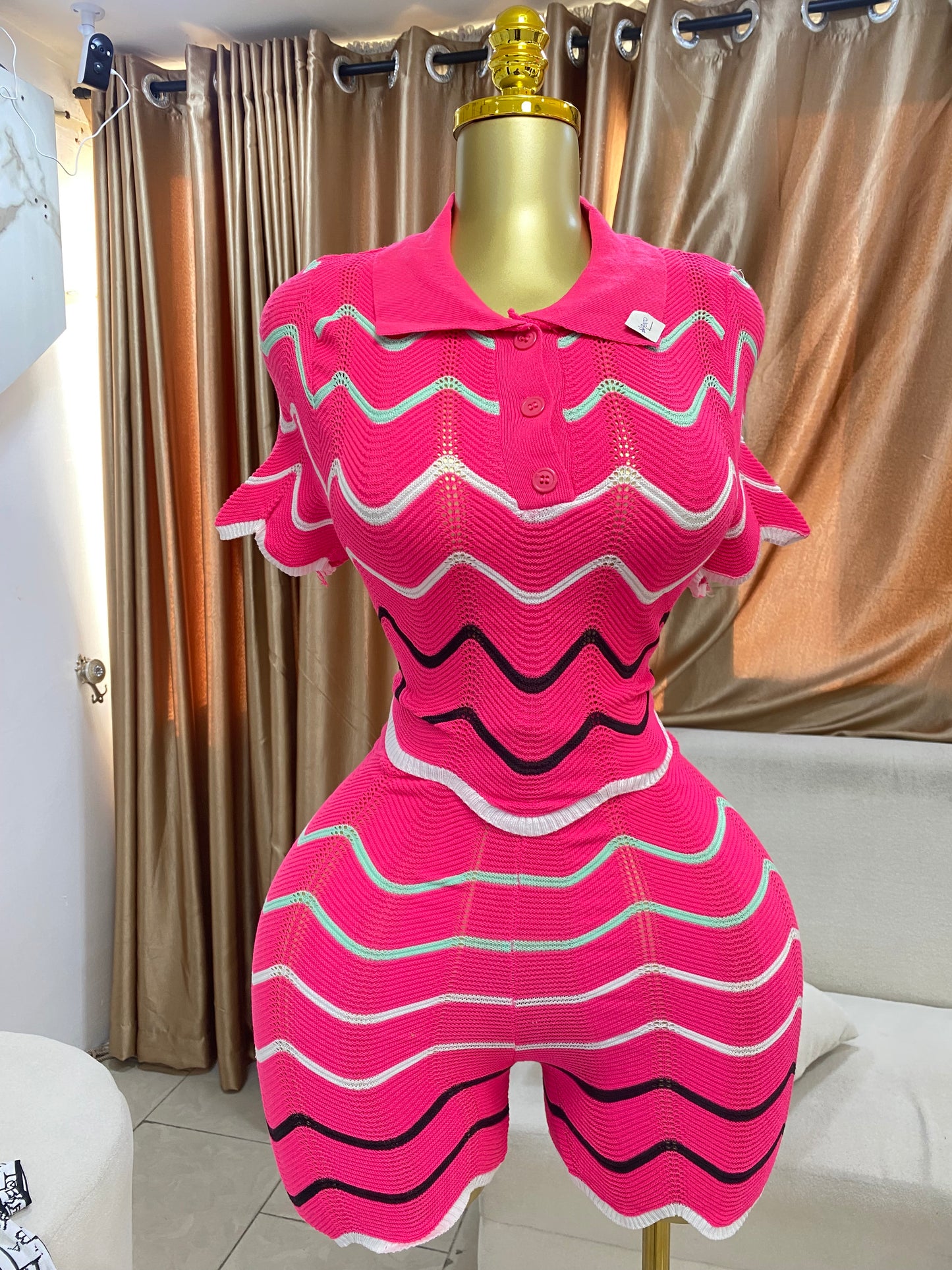 Knitted curve edge two piece MID988