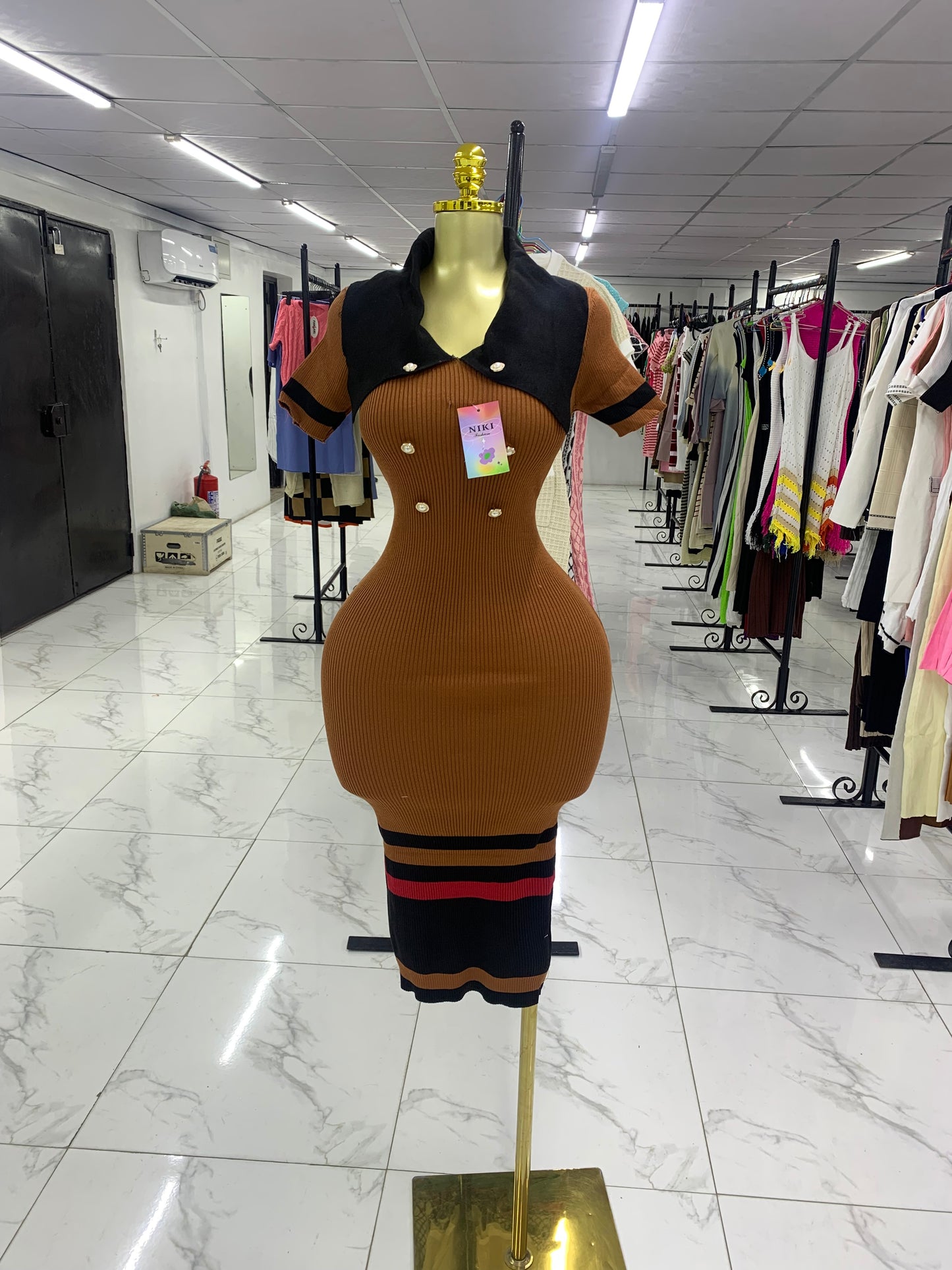 Double breasted brown gown