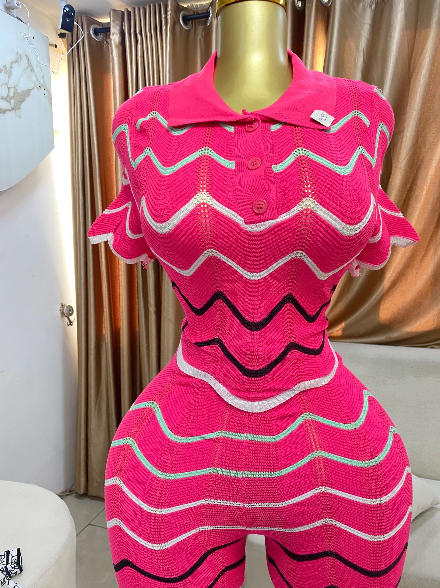 Knitted curve edge two piece MID988