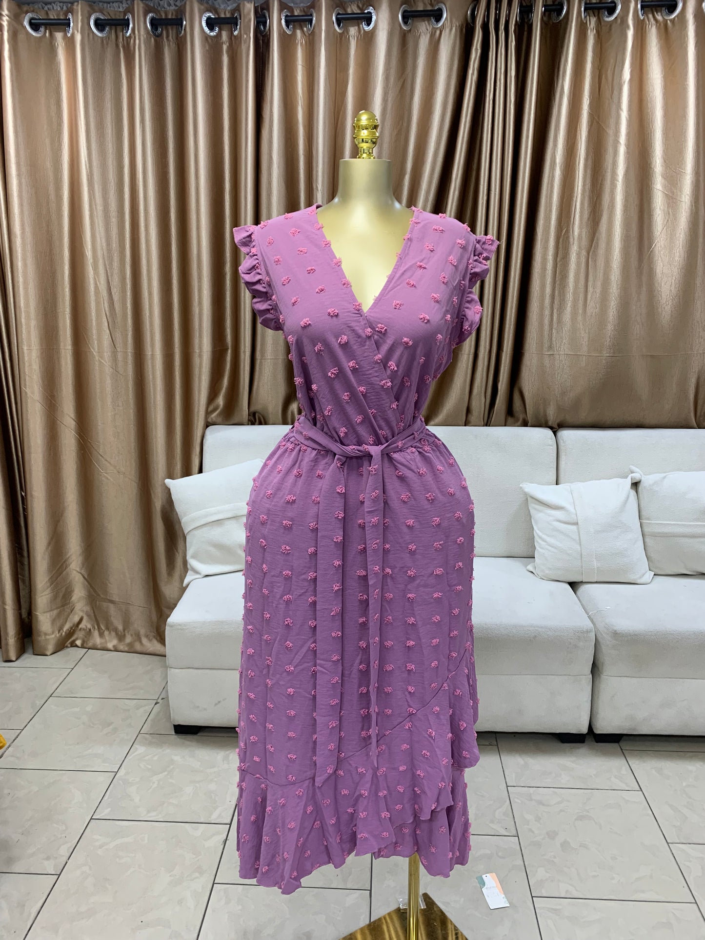 Pimples gown with belt MID106