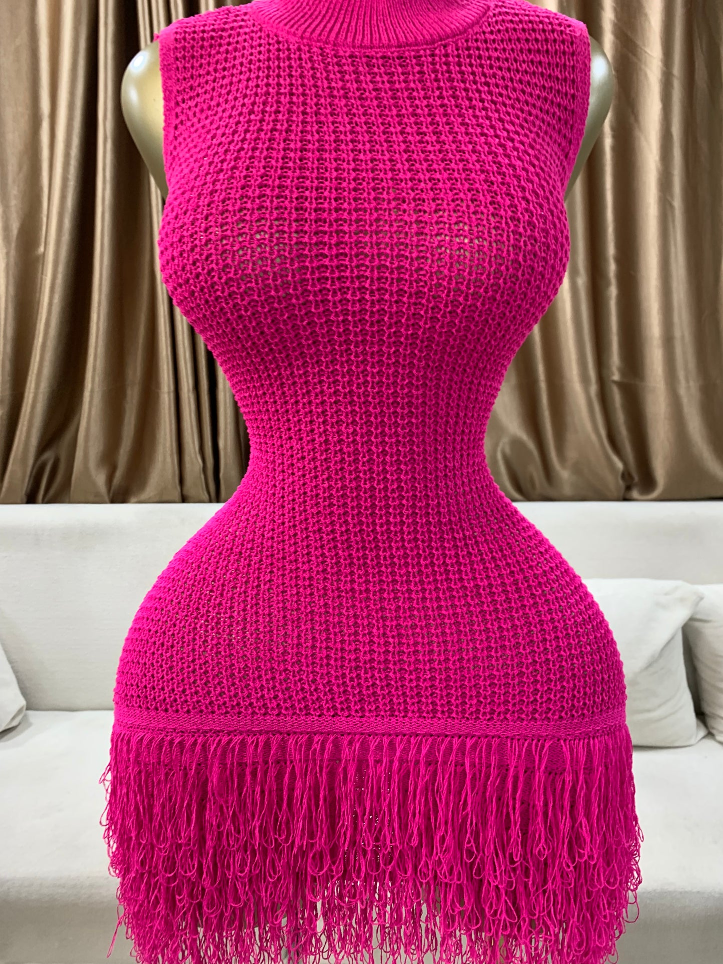 Knitted tassel dress MID123
