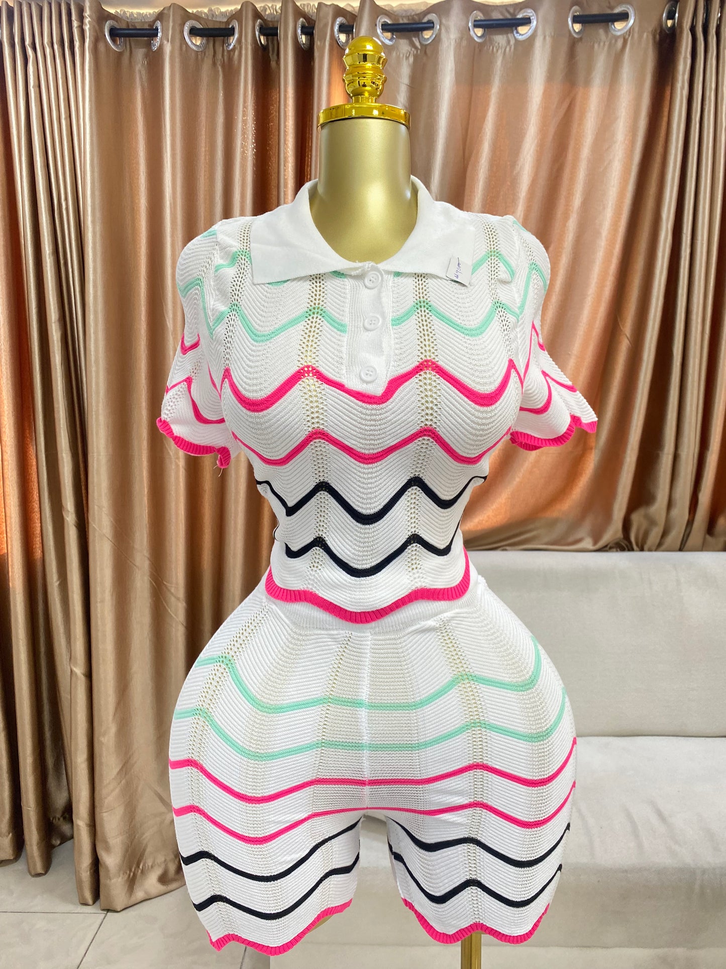 Knitted curve edge two piece MID988