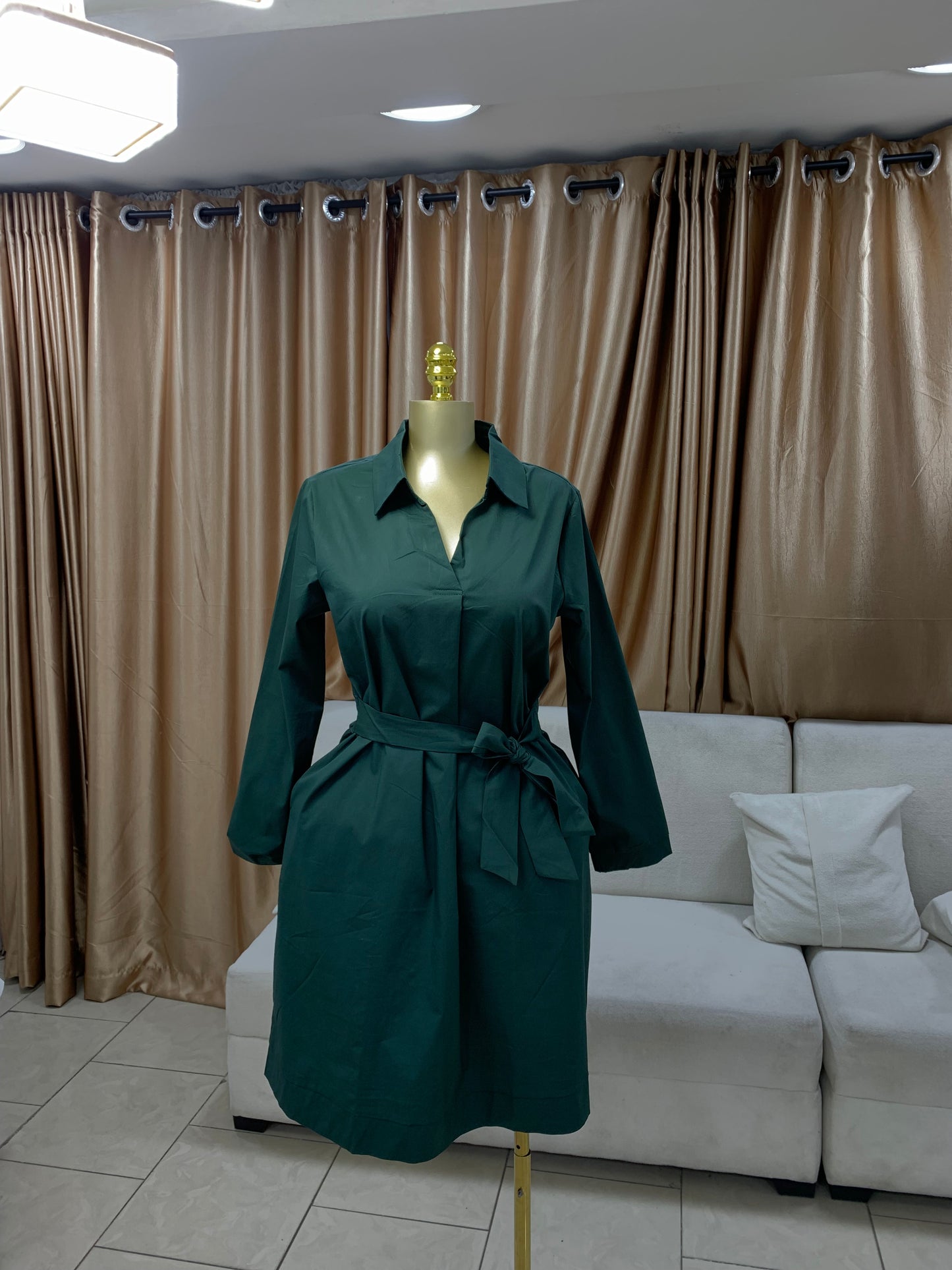 Green belt dress