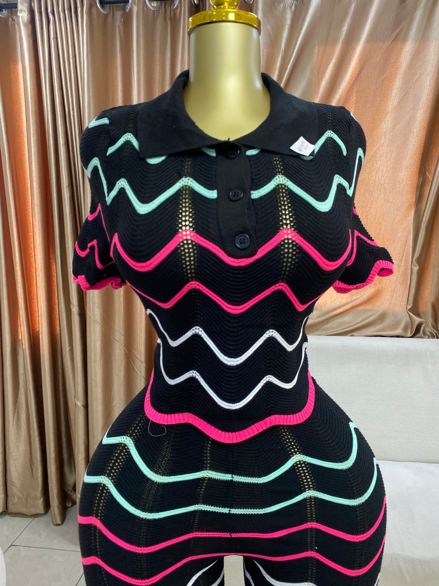 Knitted curve edge two piece MID988