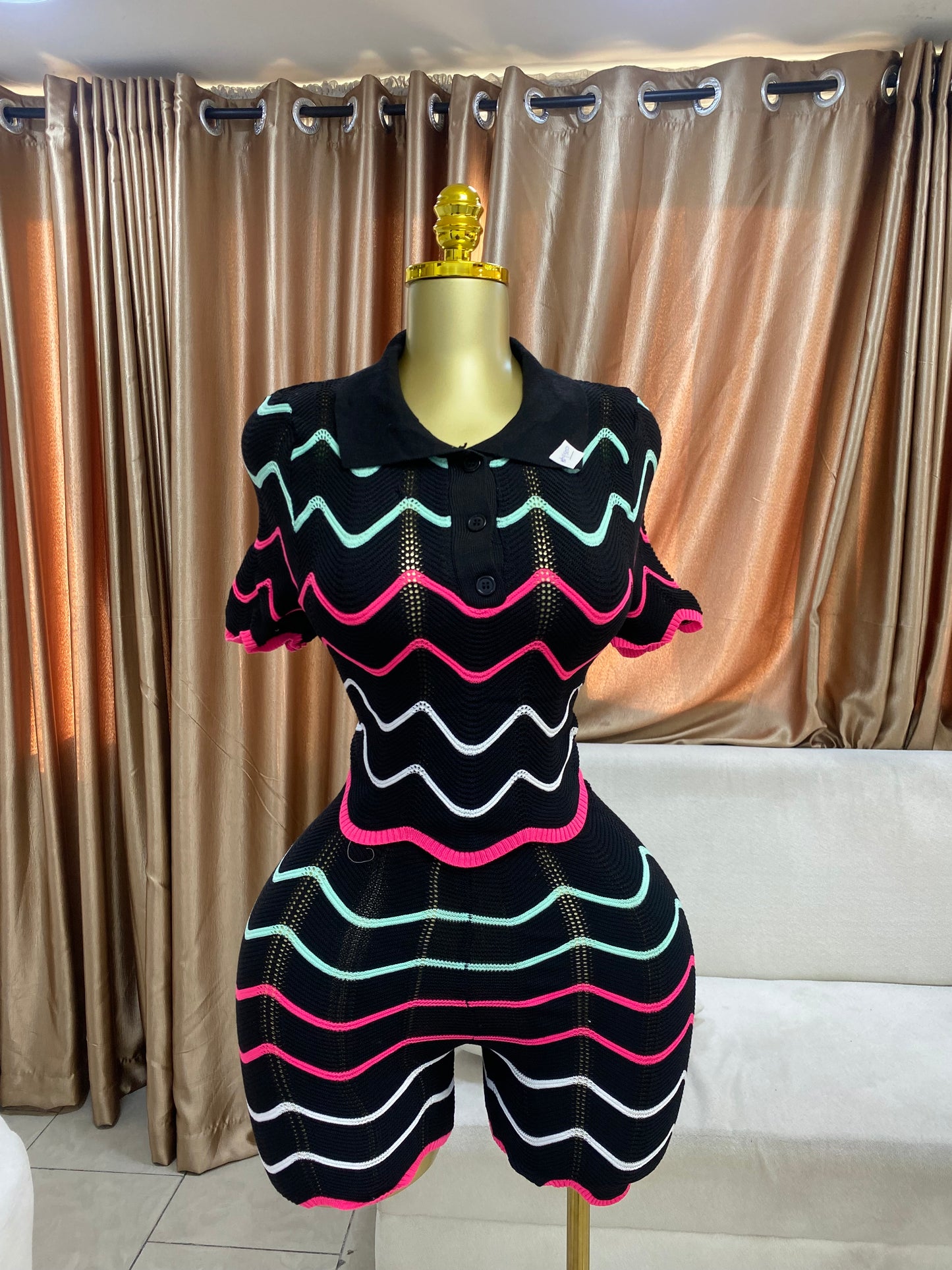 Knitted curve edge two piece MID988