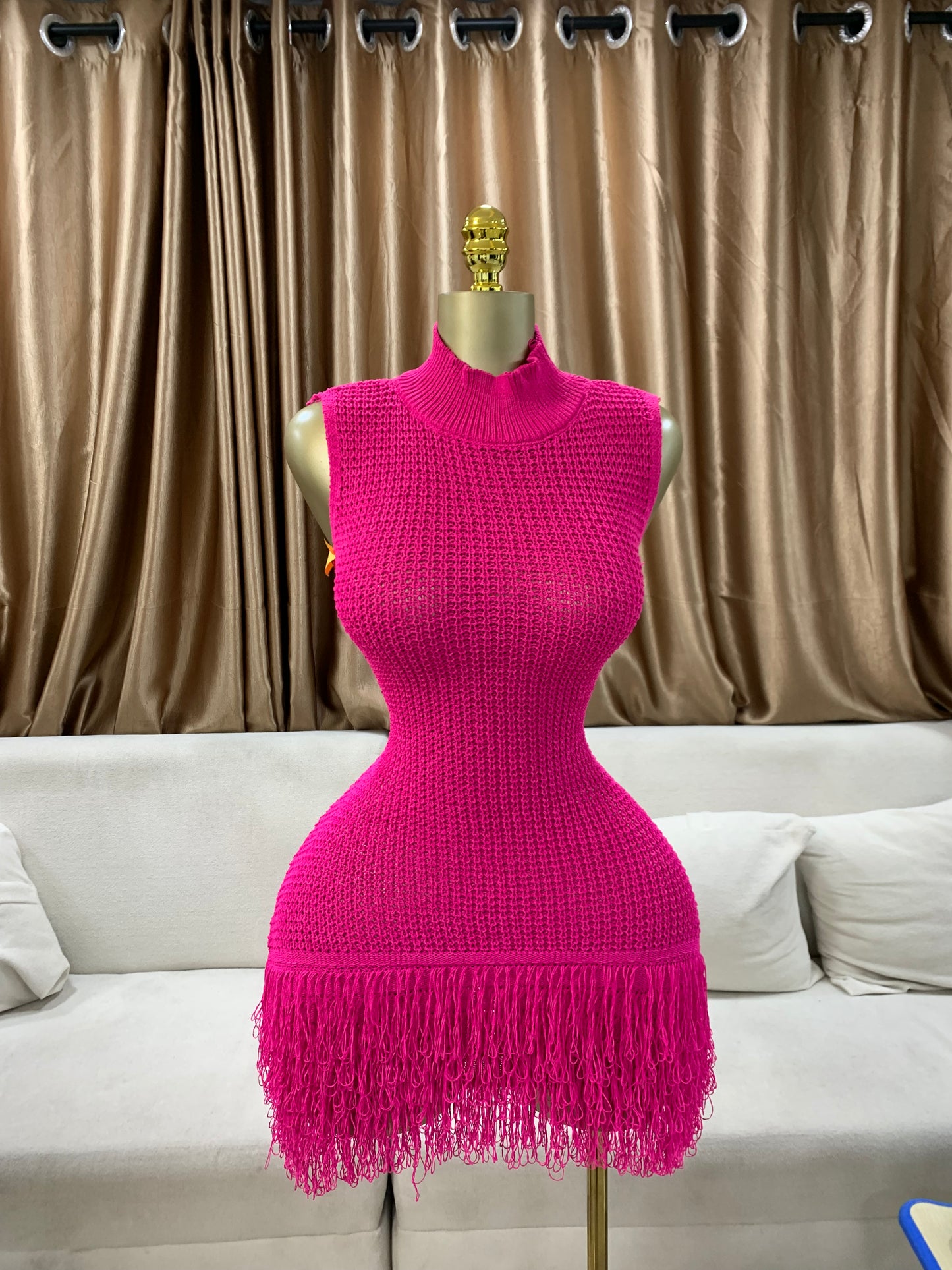 Knitted tassel dress MID123