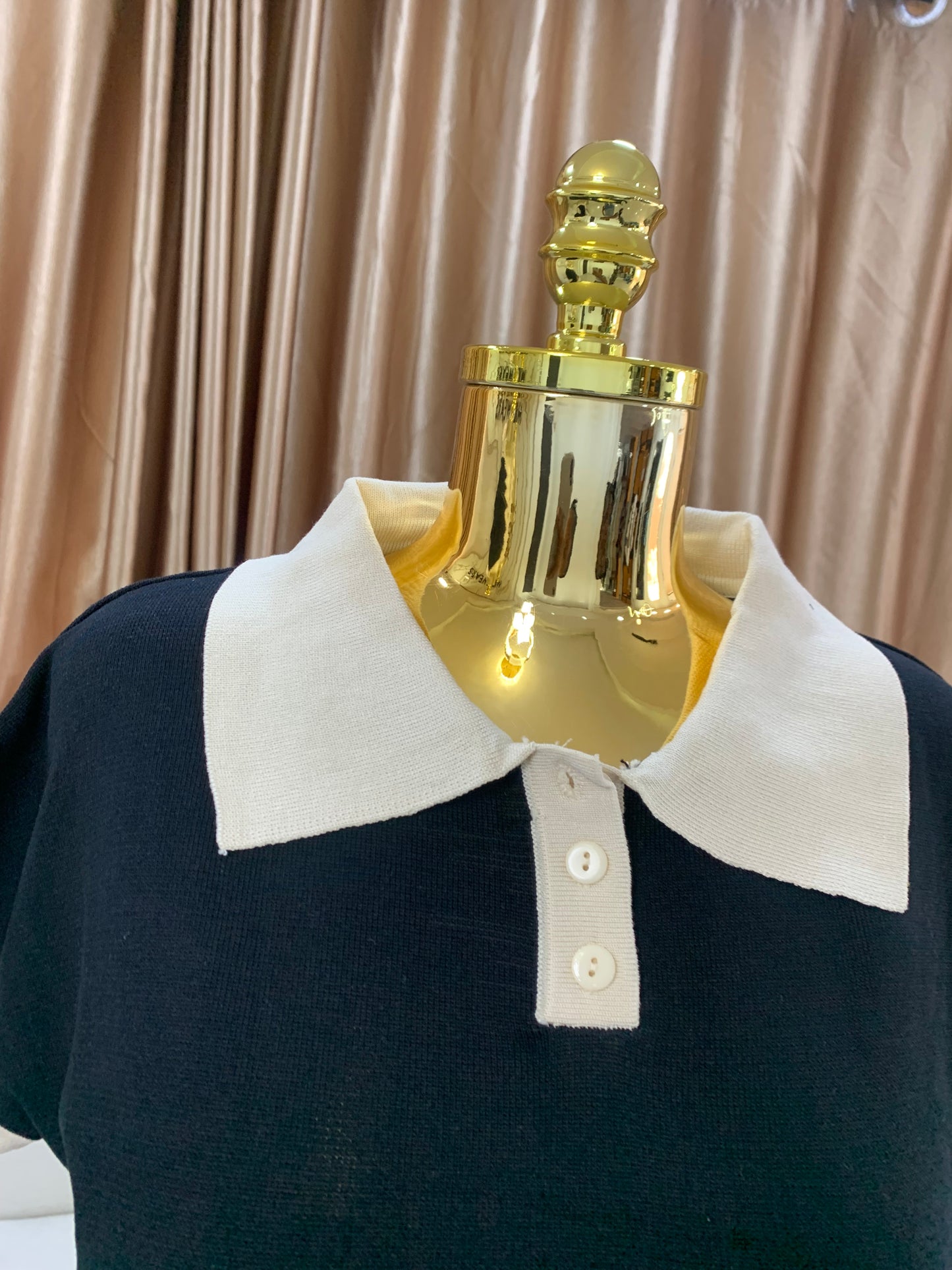 Cream collar top MID7777