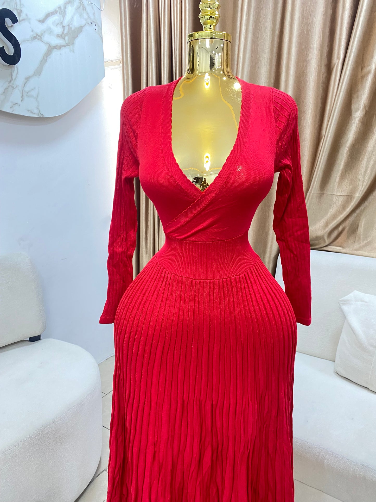 Belt flare dress