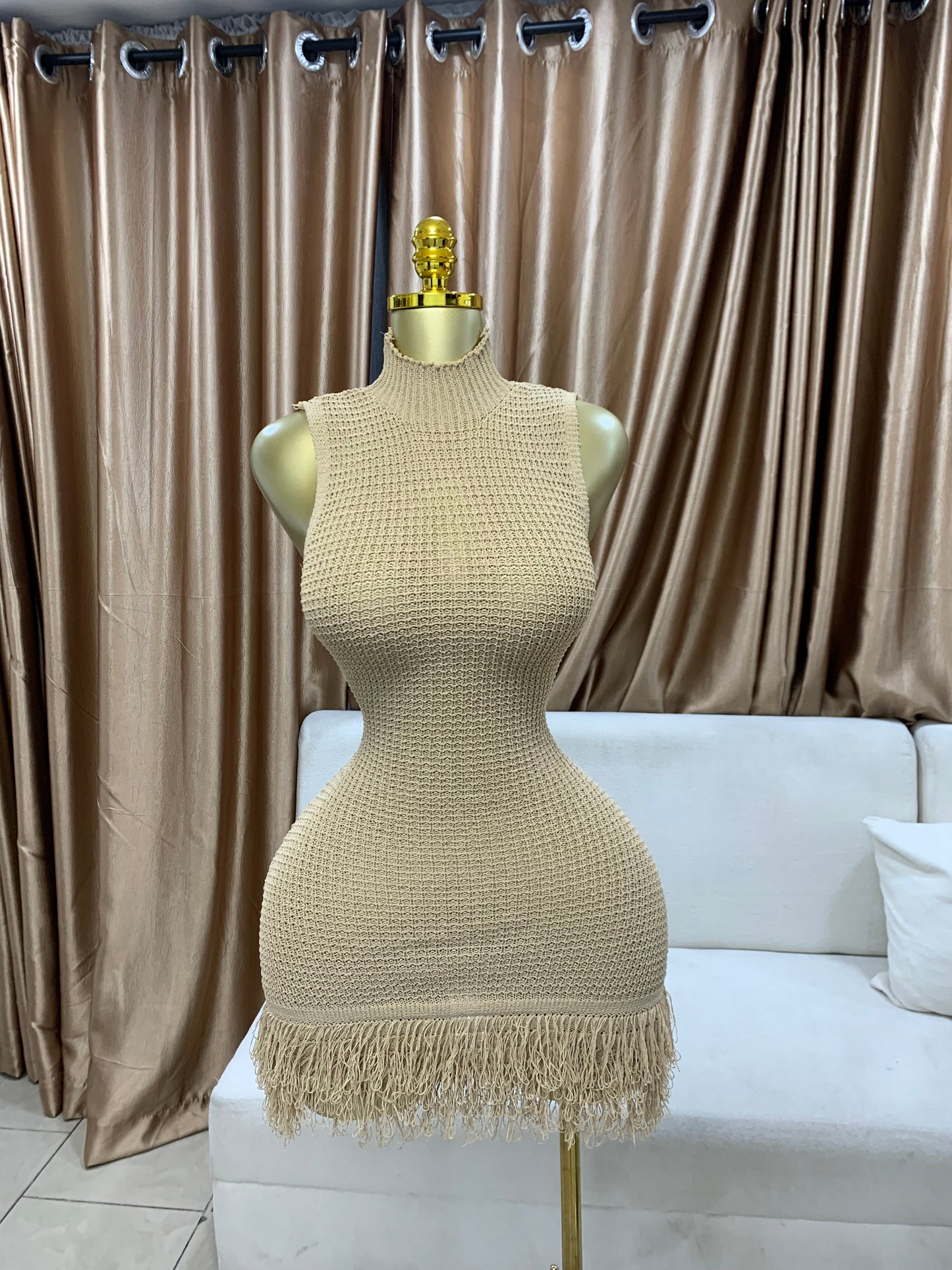 Knitted tassel dress MID123