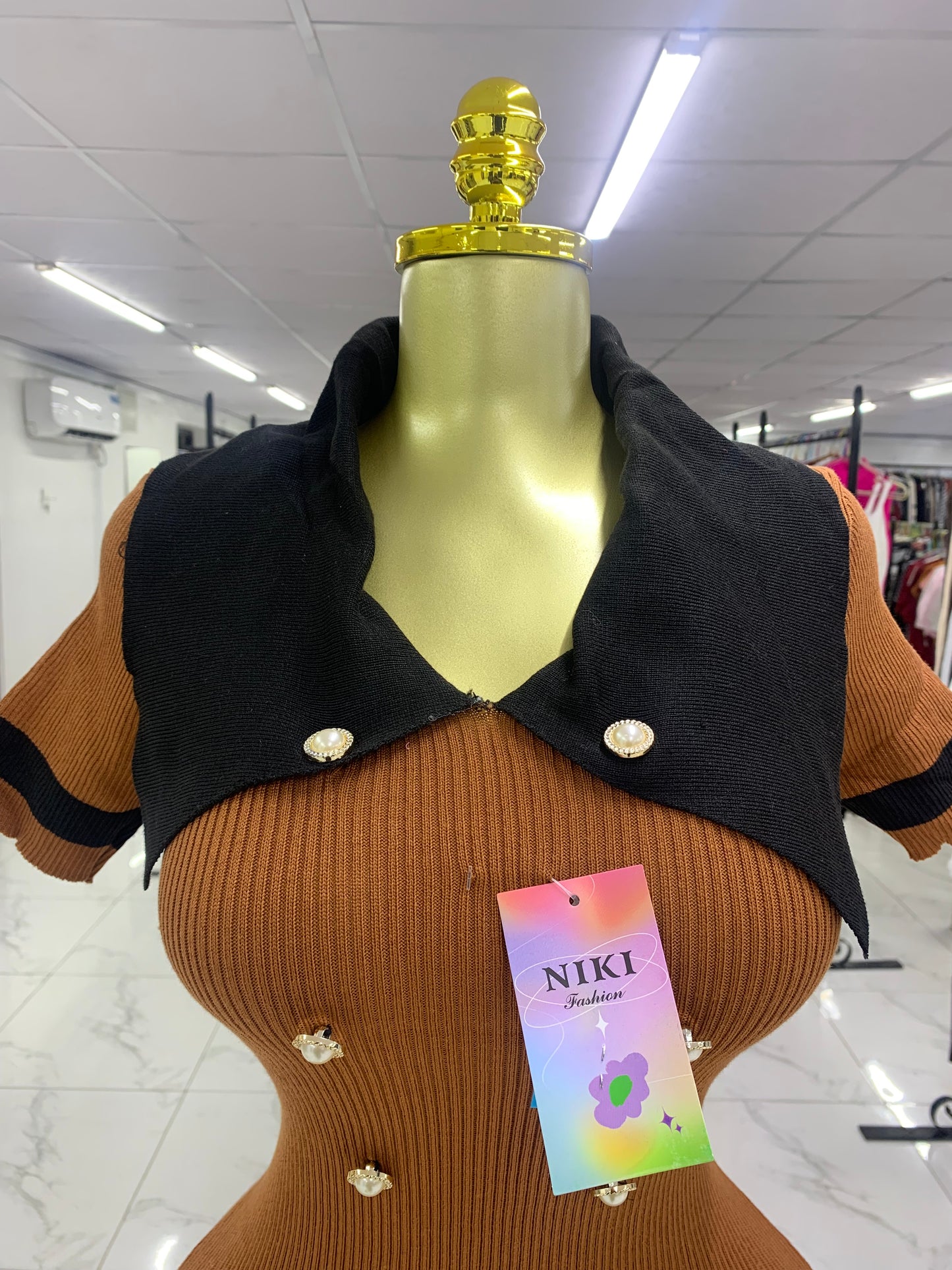 Double breasted brown gown