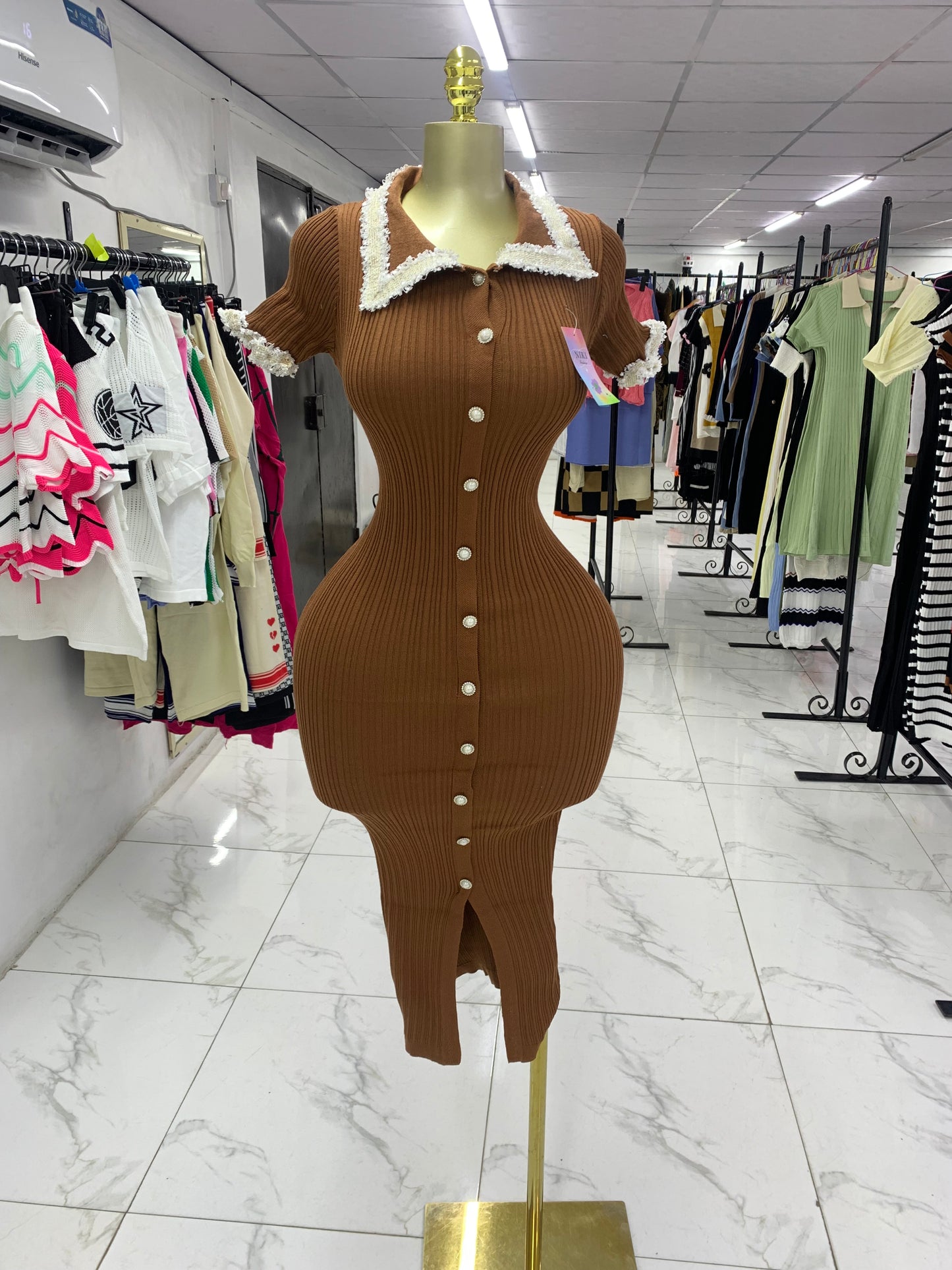 Tweed neck dress