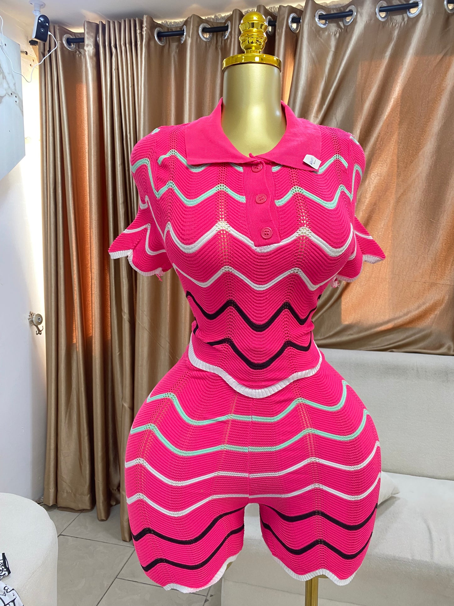 Knitted curve edge two piece MID988