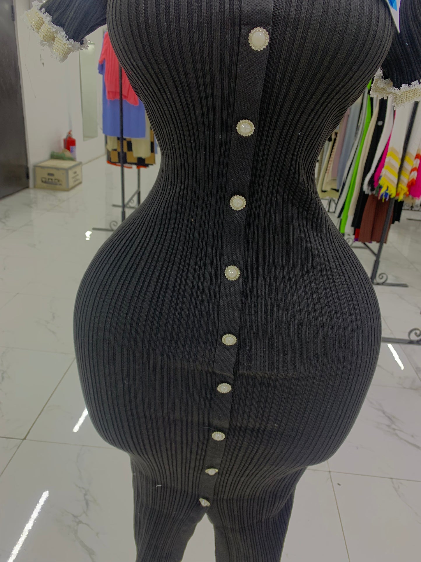 Tweed neck dress