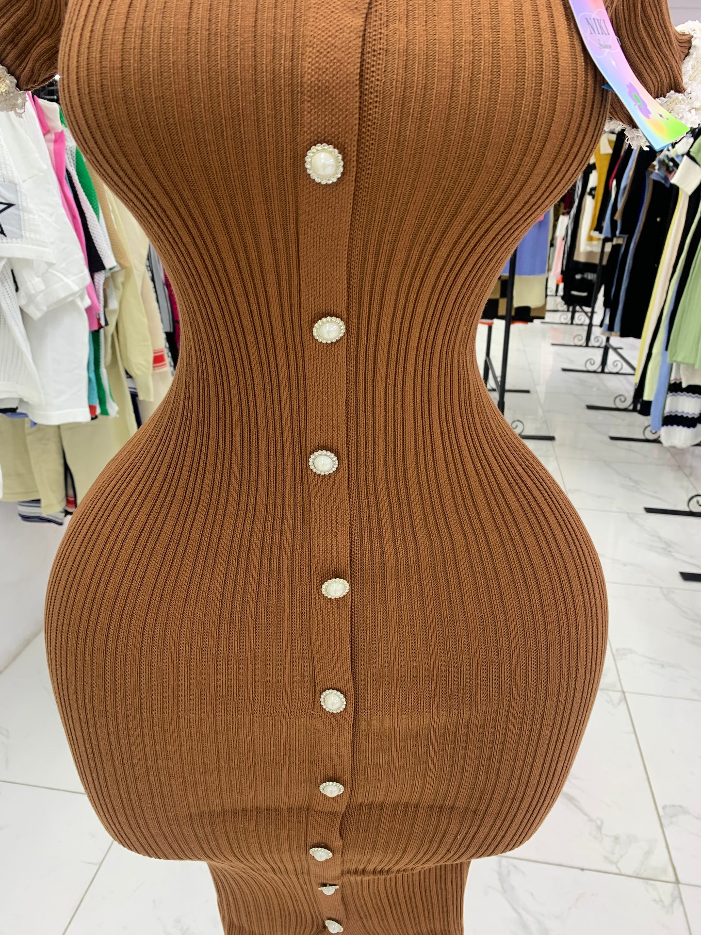 Tweed neck dress