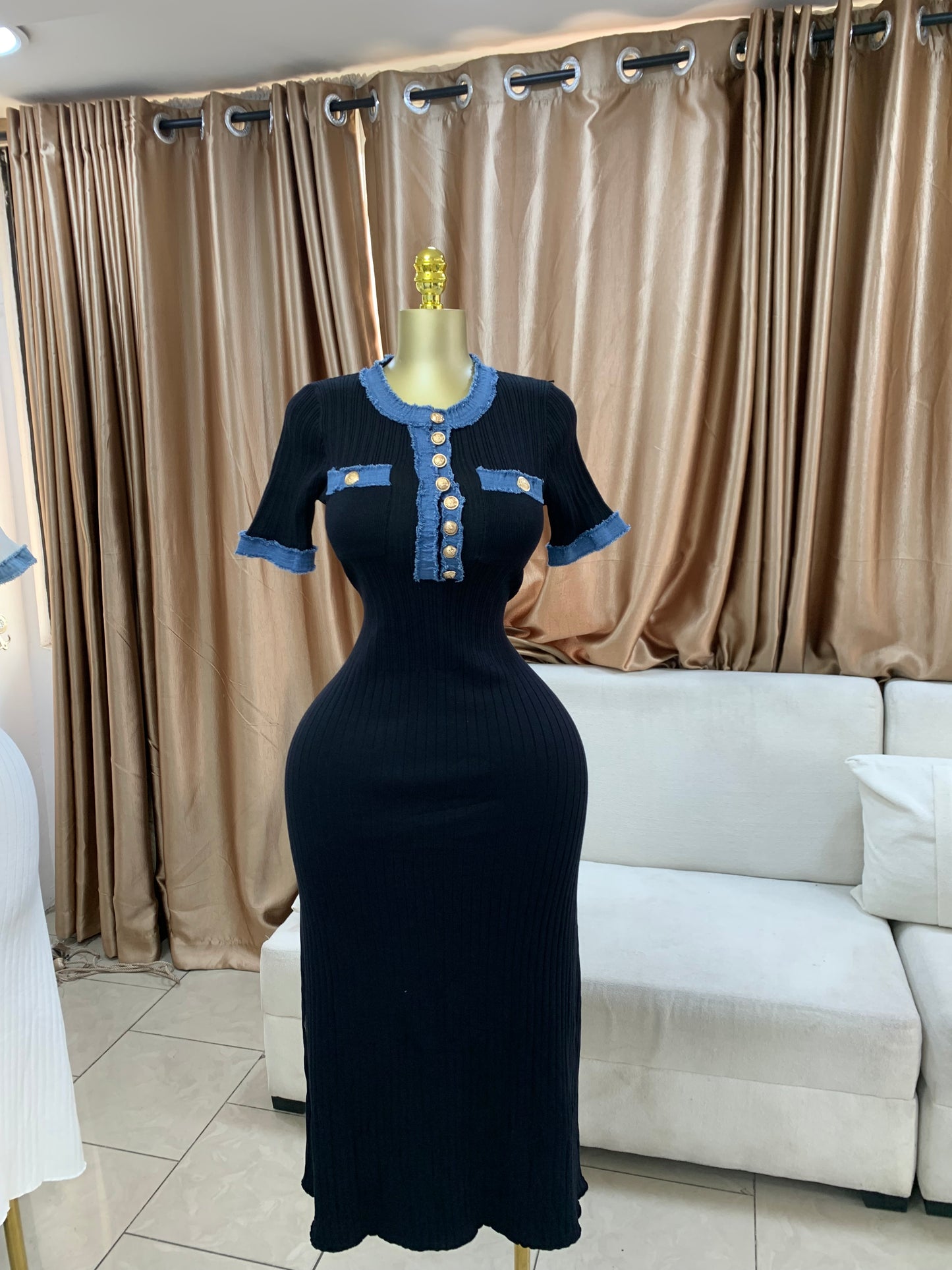 Denim collar dress MID129