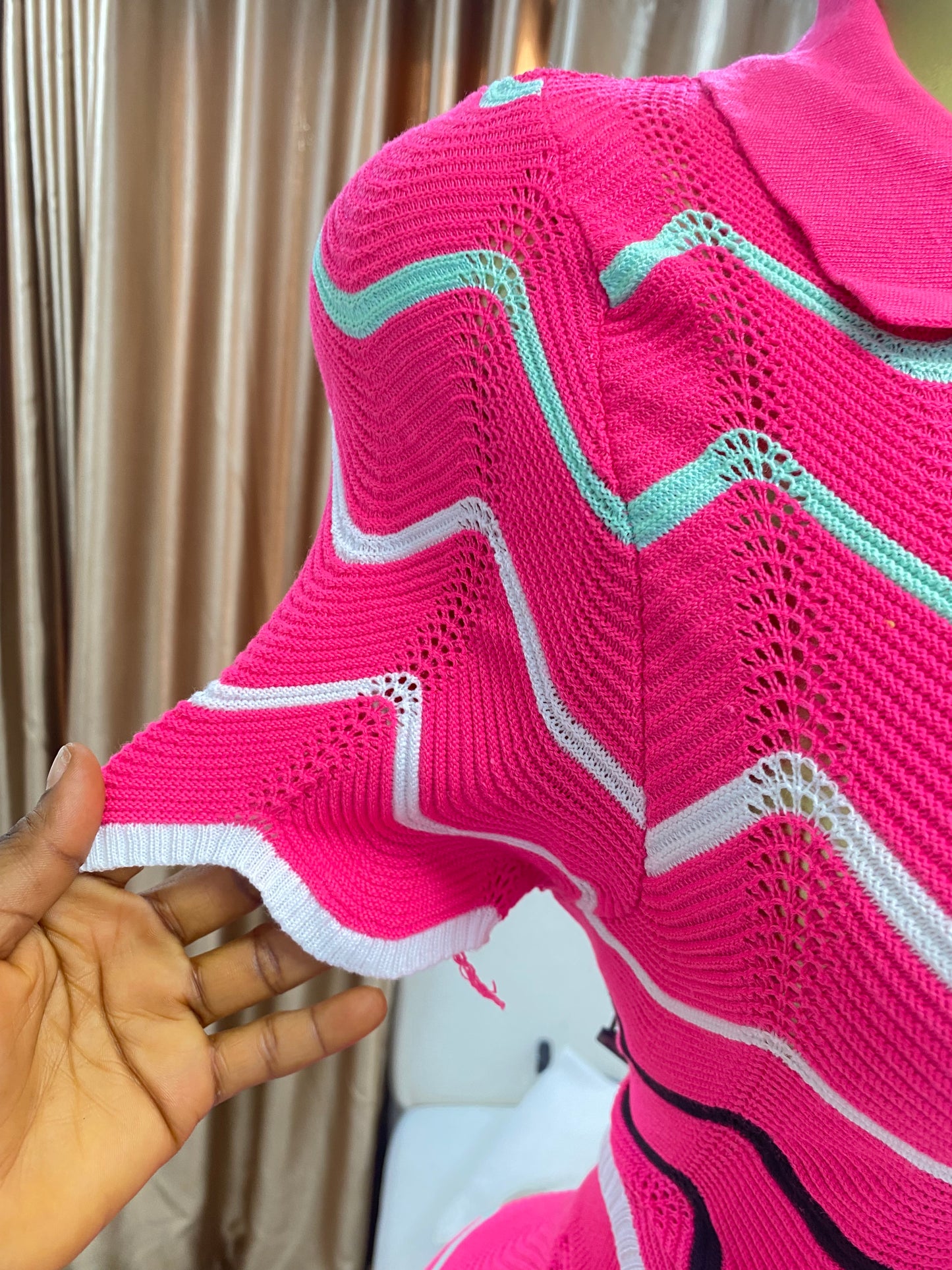 Knitted curve edge two piece MID988