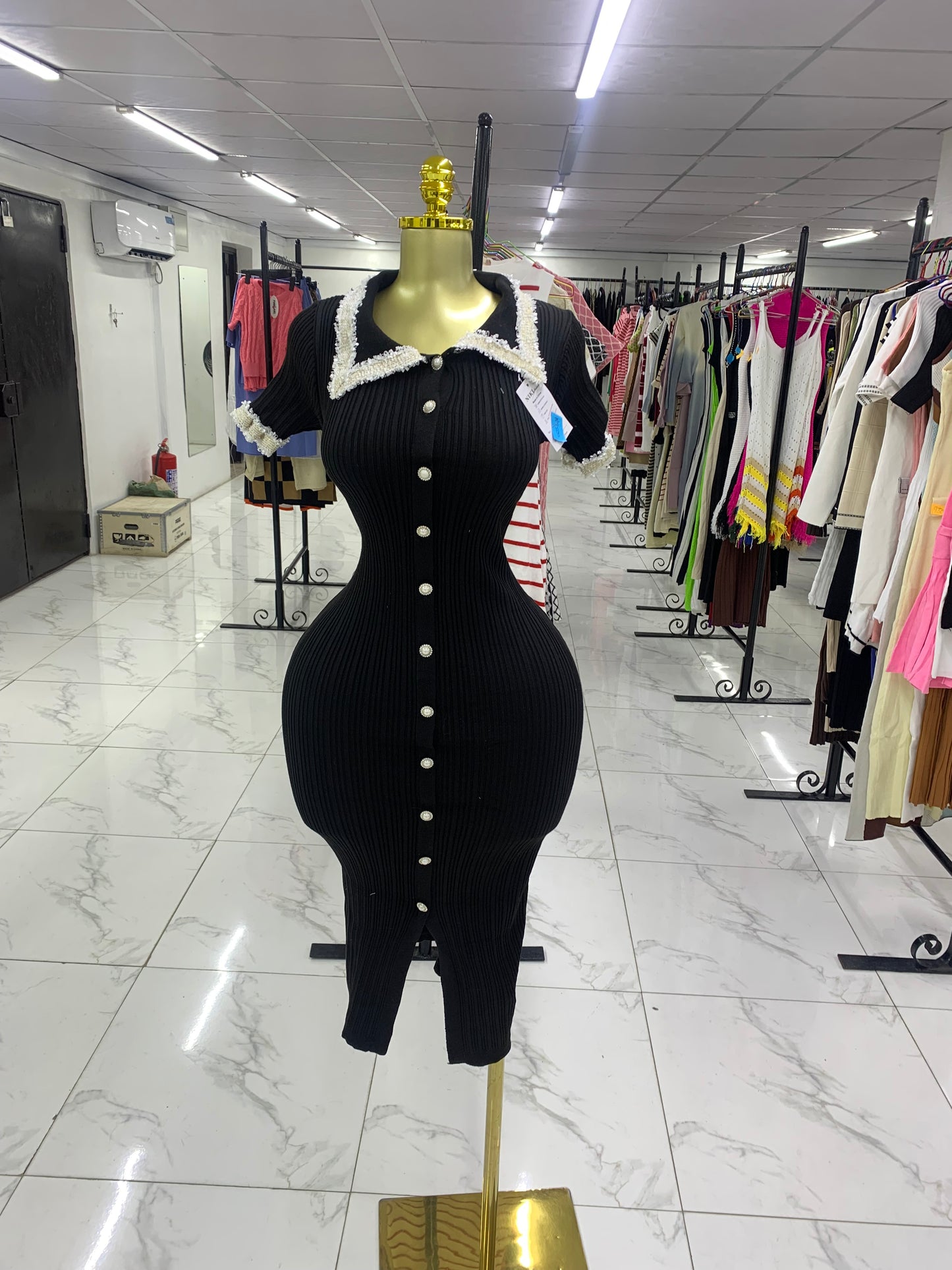 Tweed neck dress