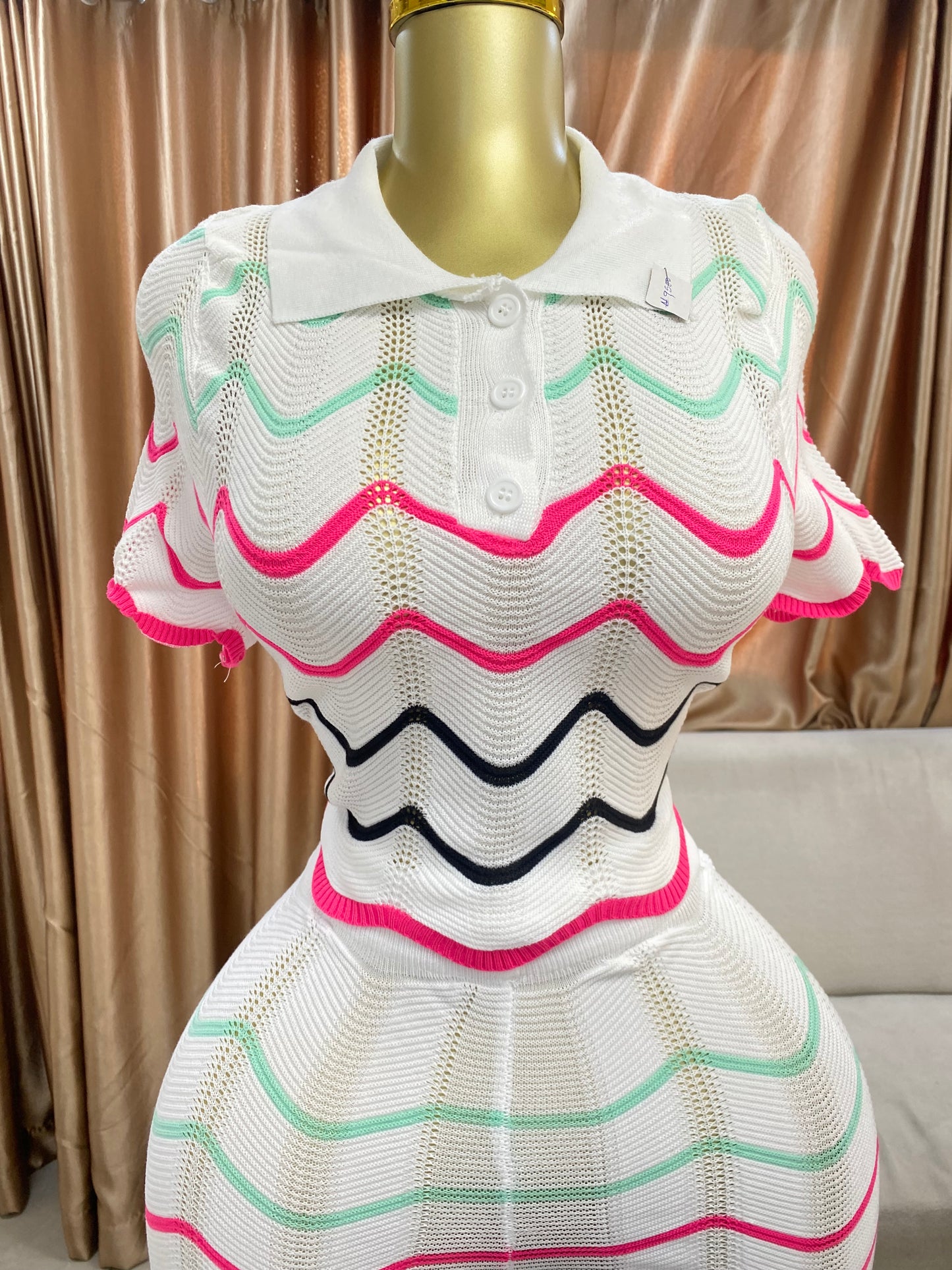 Knitted curve edge two piece MID988