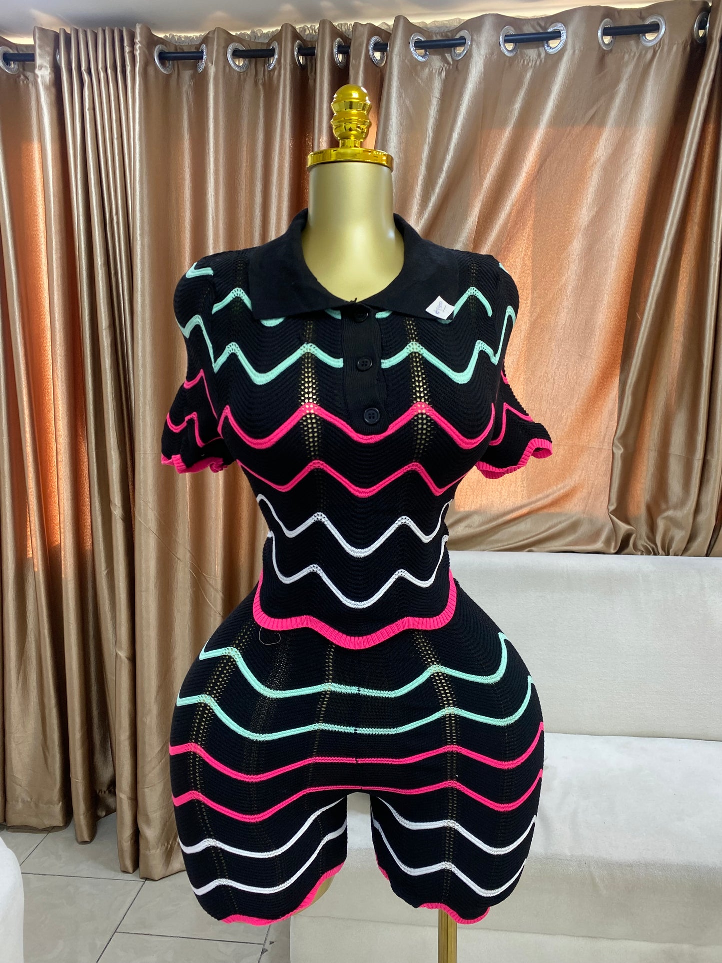Knitted curve edge two piece MID988