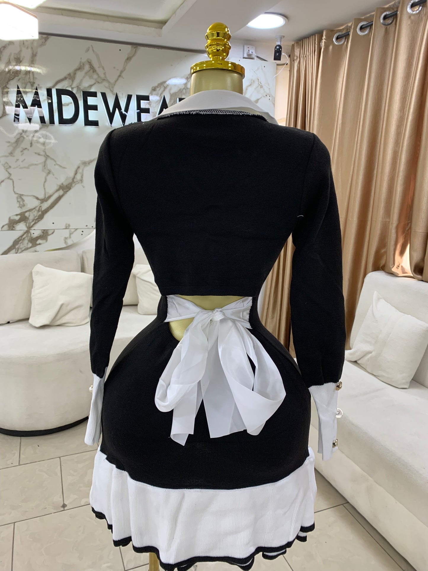 Niki satin belt gown