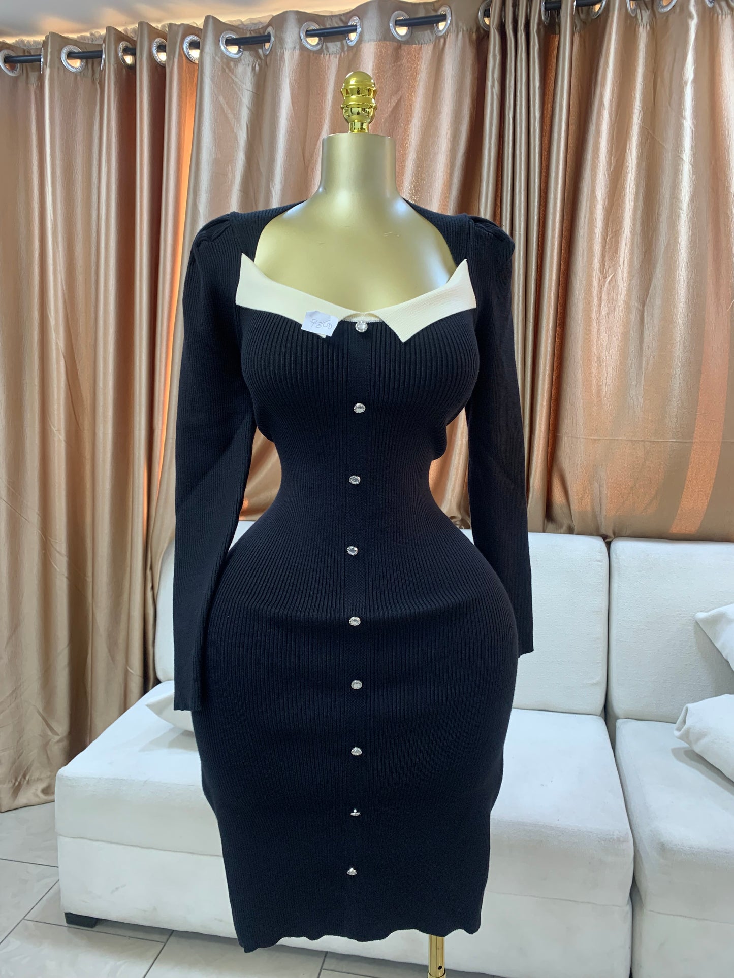 Colored lapel flare dress MID1881