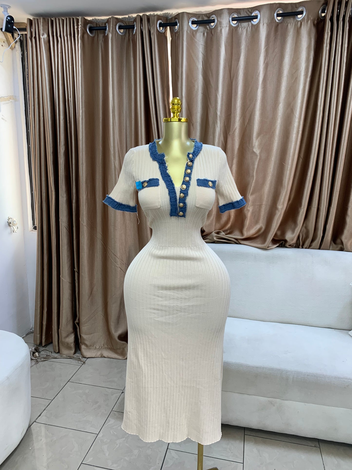 Denim collar dress MID129