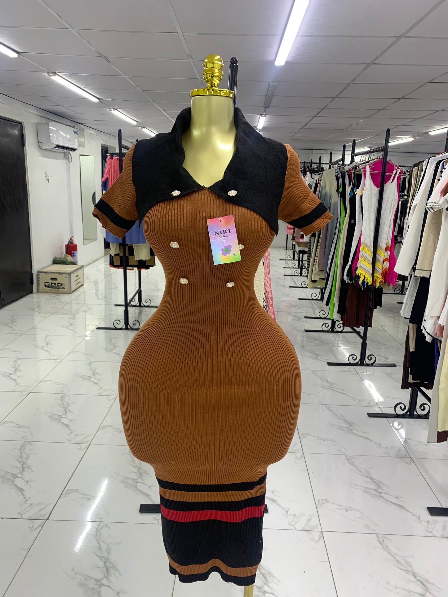 Double breasted brown gown