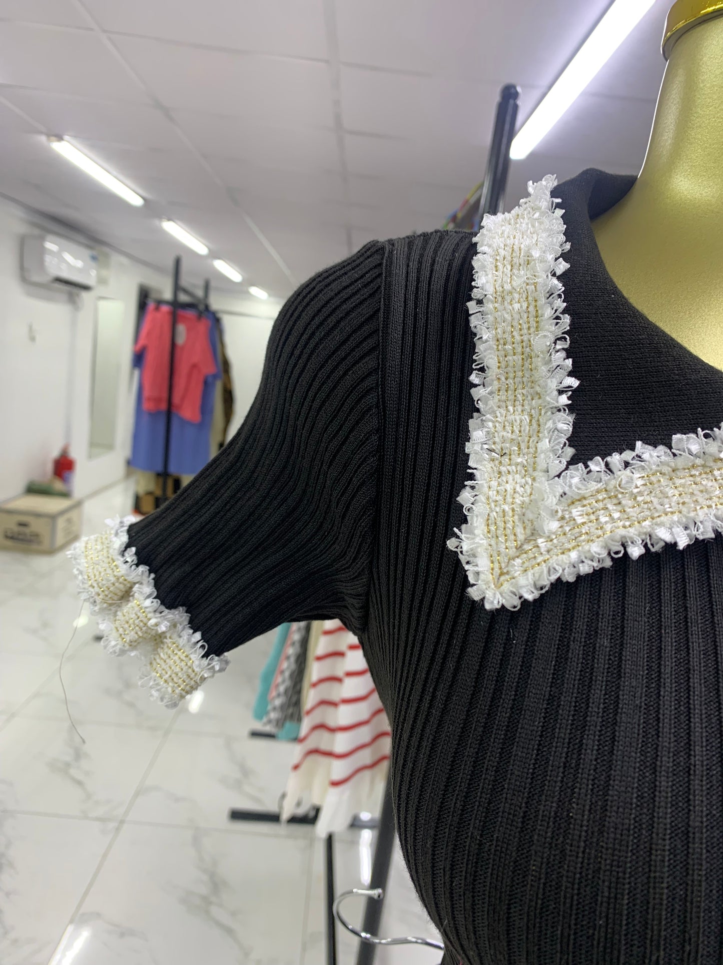 Tweed neck dress