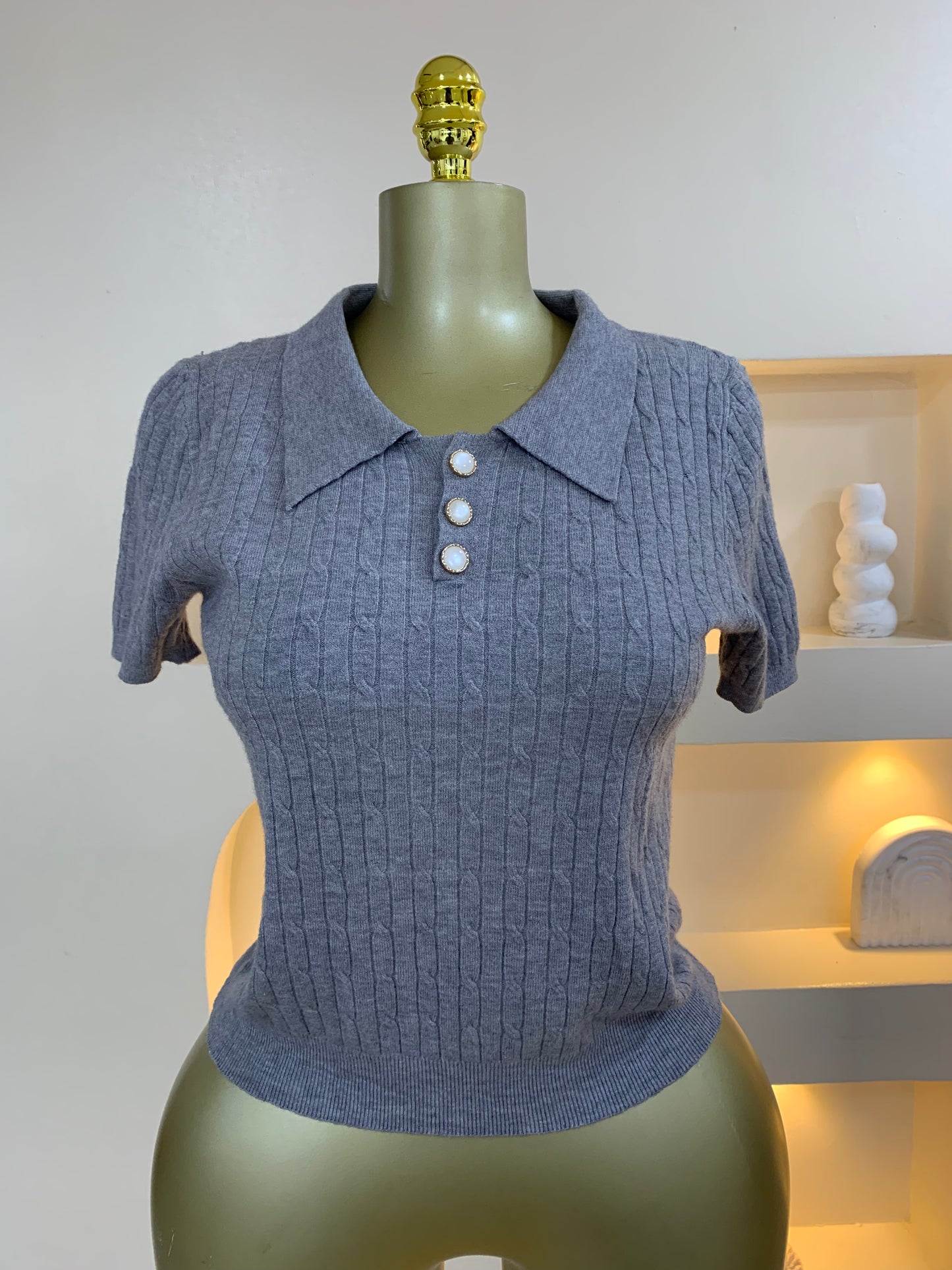 Pearl Button Intertwined Top Tmf039