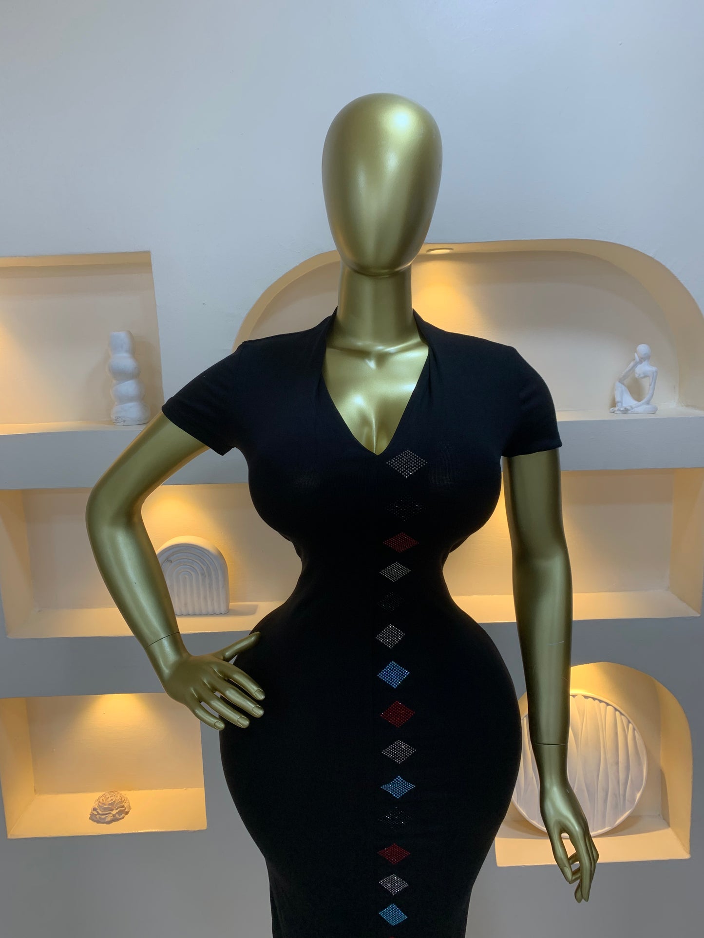 Hexagon bodycon gown Tmf015