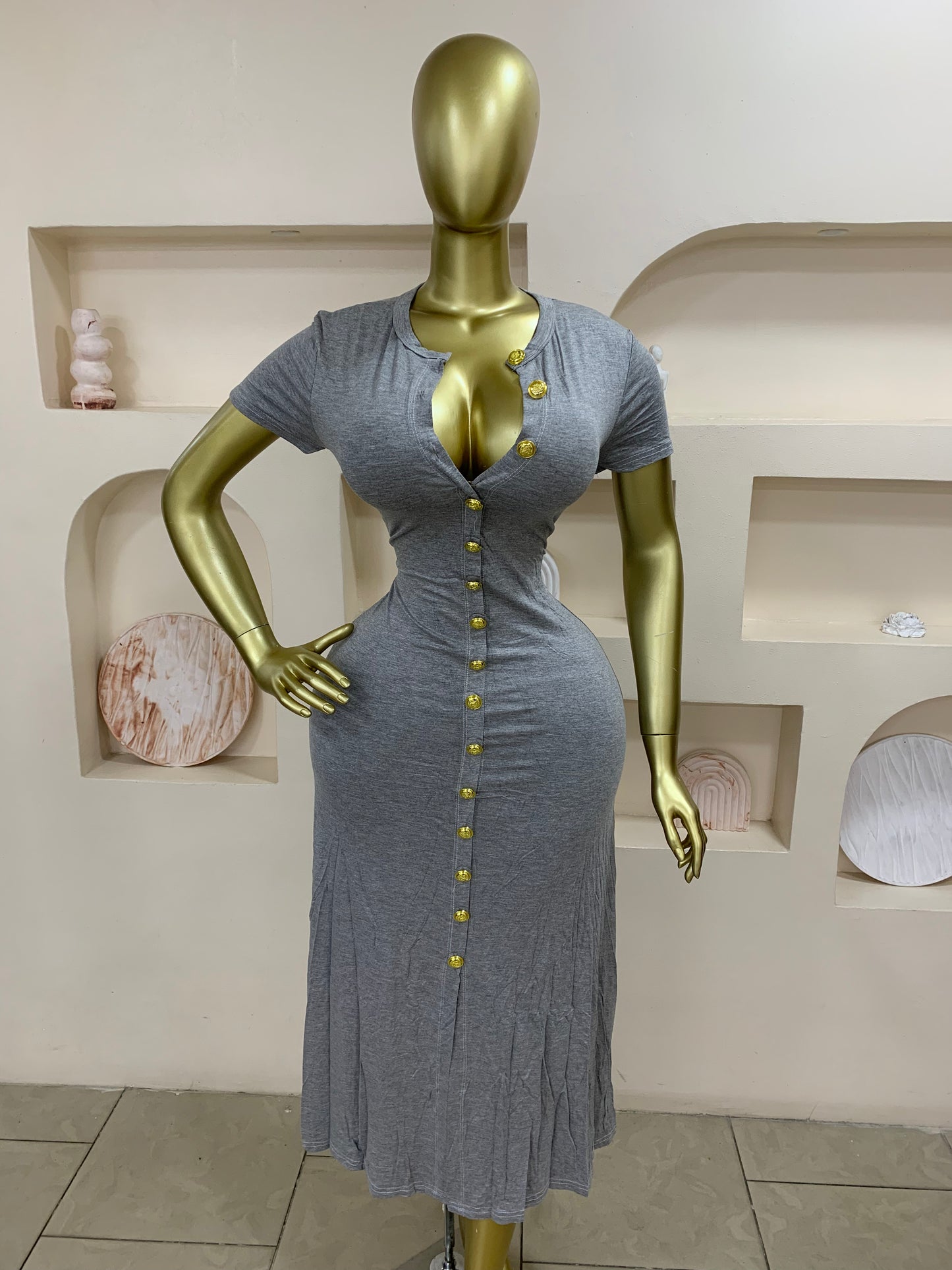 Gold Button dress MW127