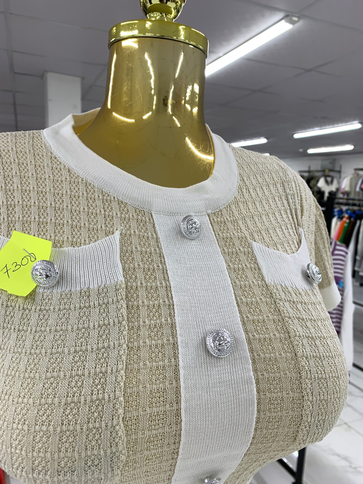 Cream and white short dress MID4008