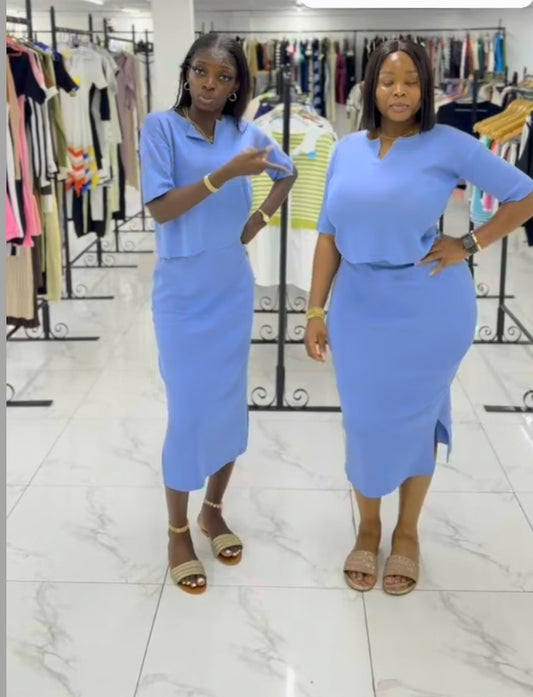 Vneck maxi skirt two piece MID1001