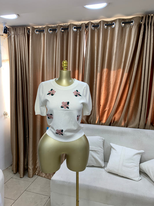 Flower button top