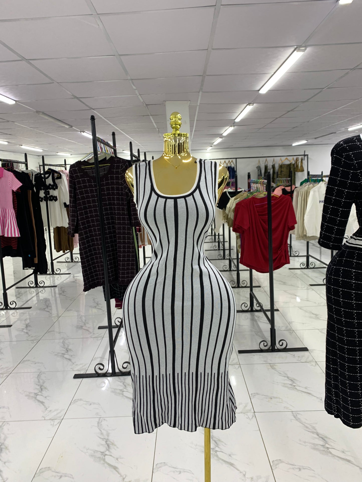 Stripe flare gown