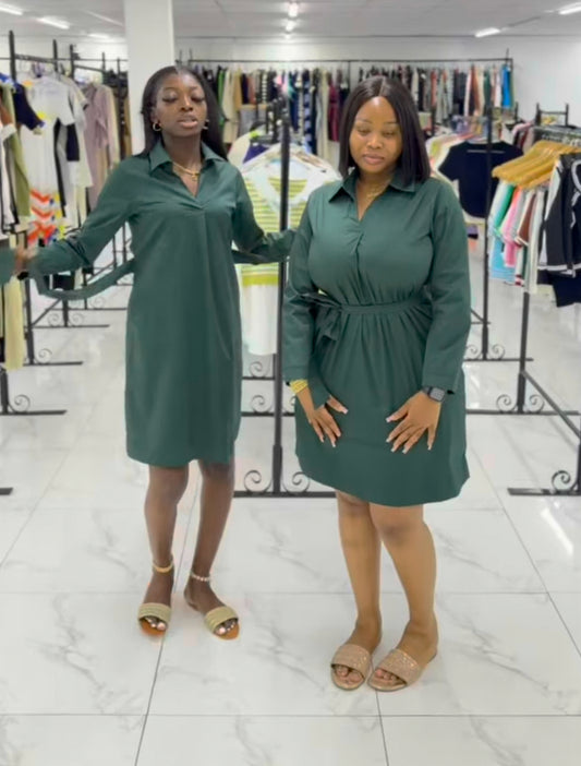 Green belt dress