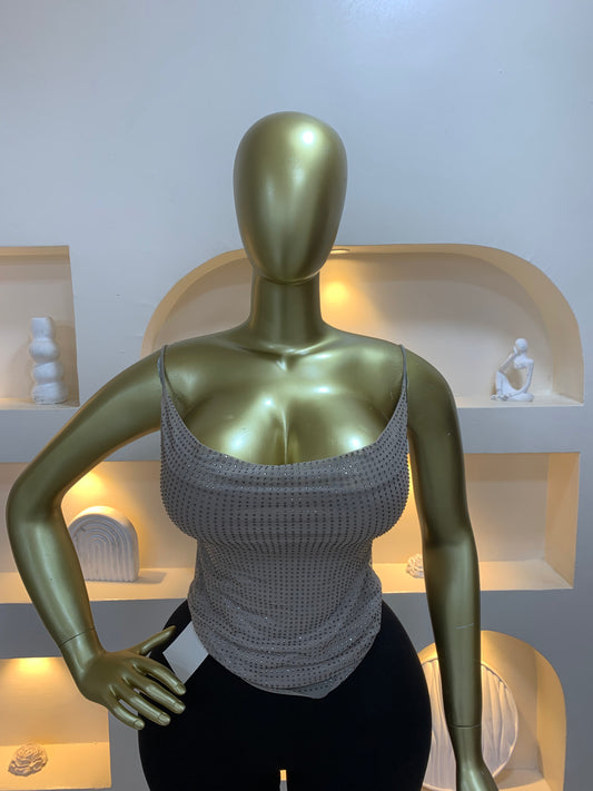 Rhinestone Mesh Top