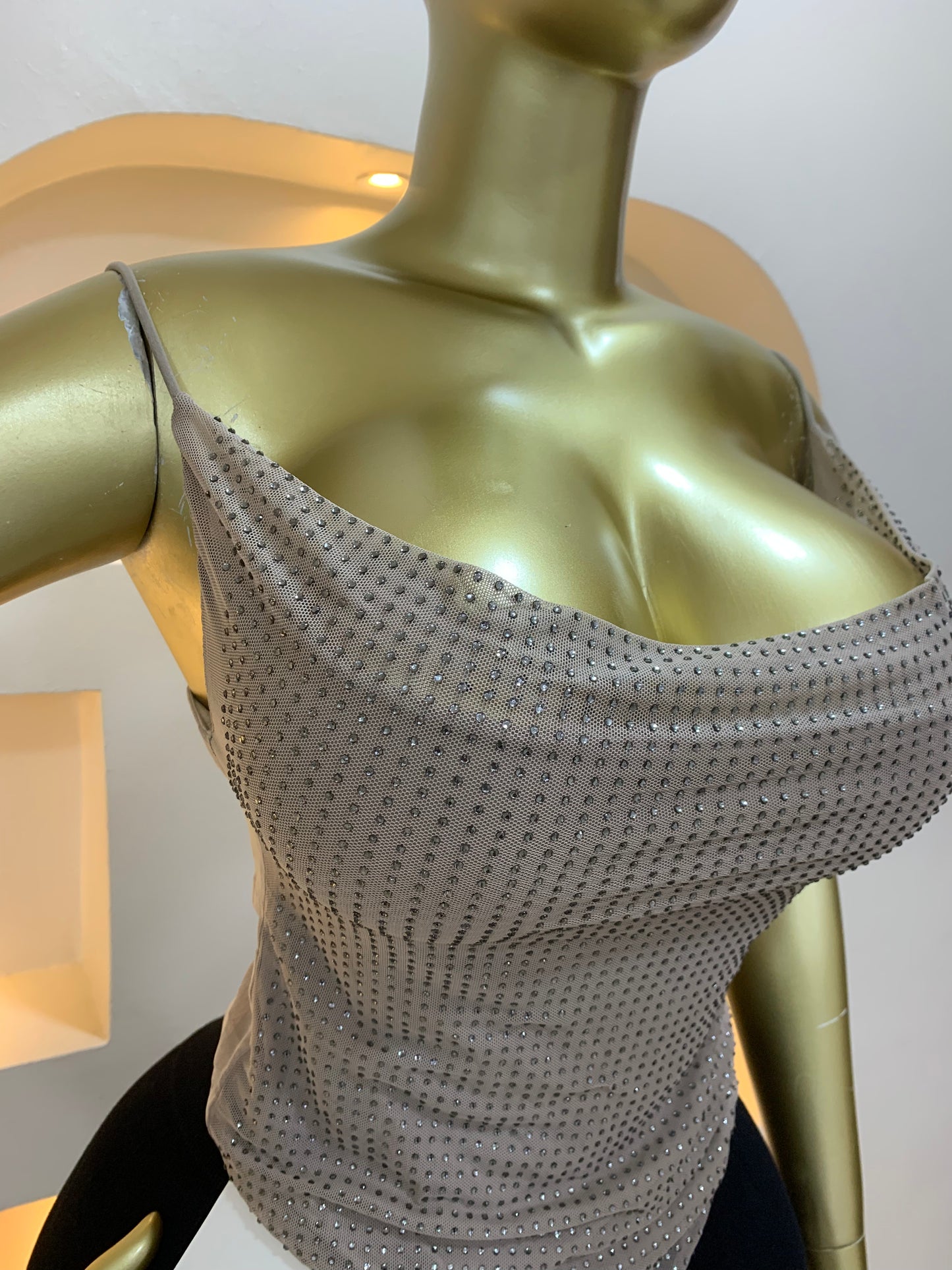 Rhinestone Mesh Top