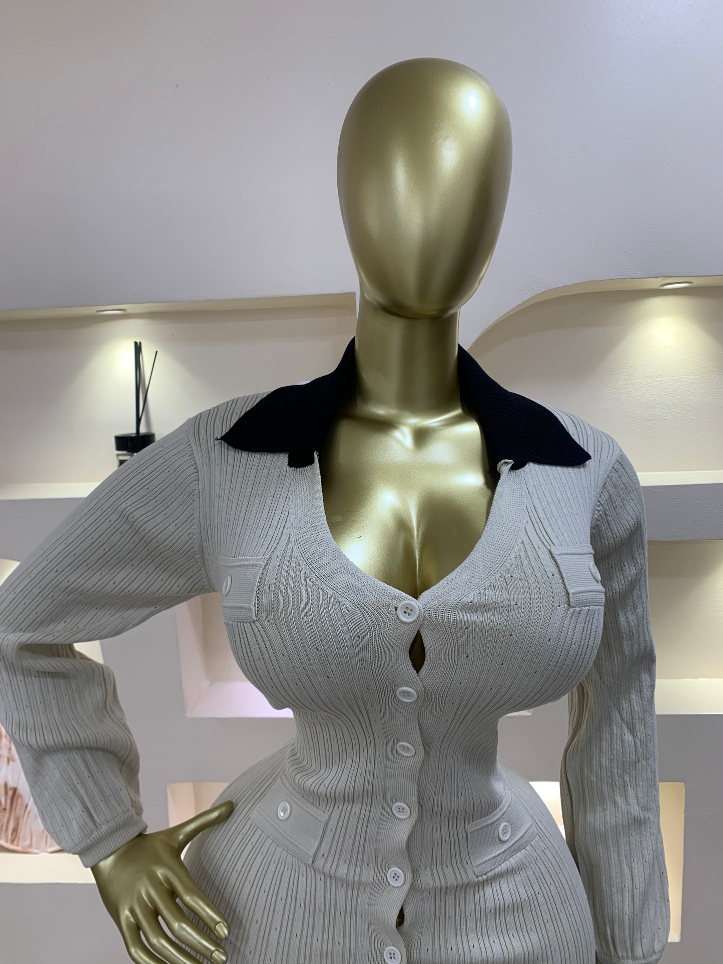 Hole collar dress TMF013