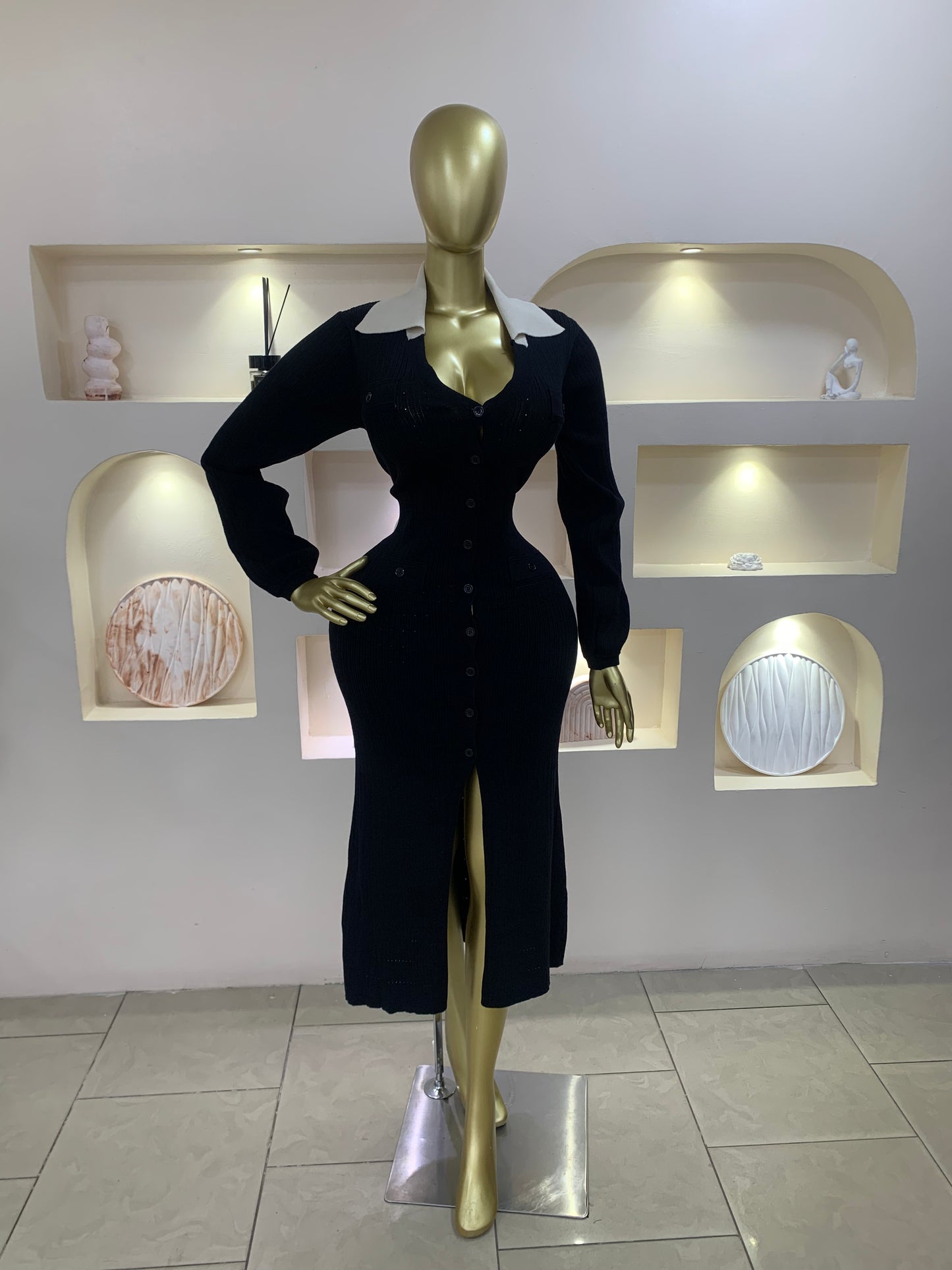 Hole collar dress TMF013